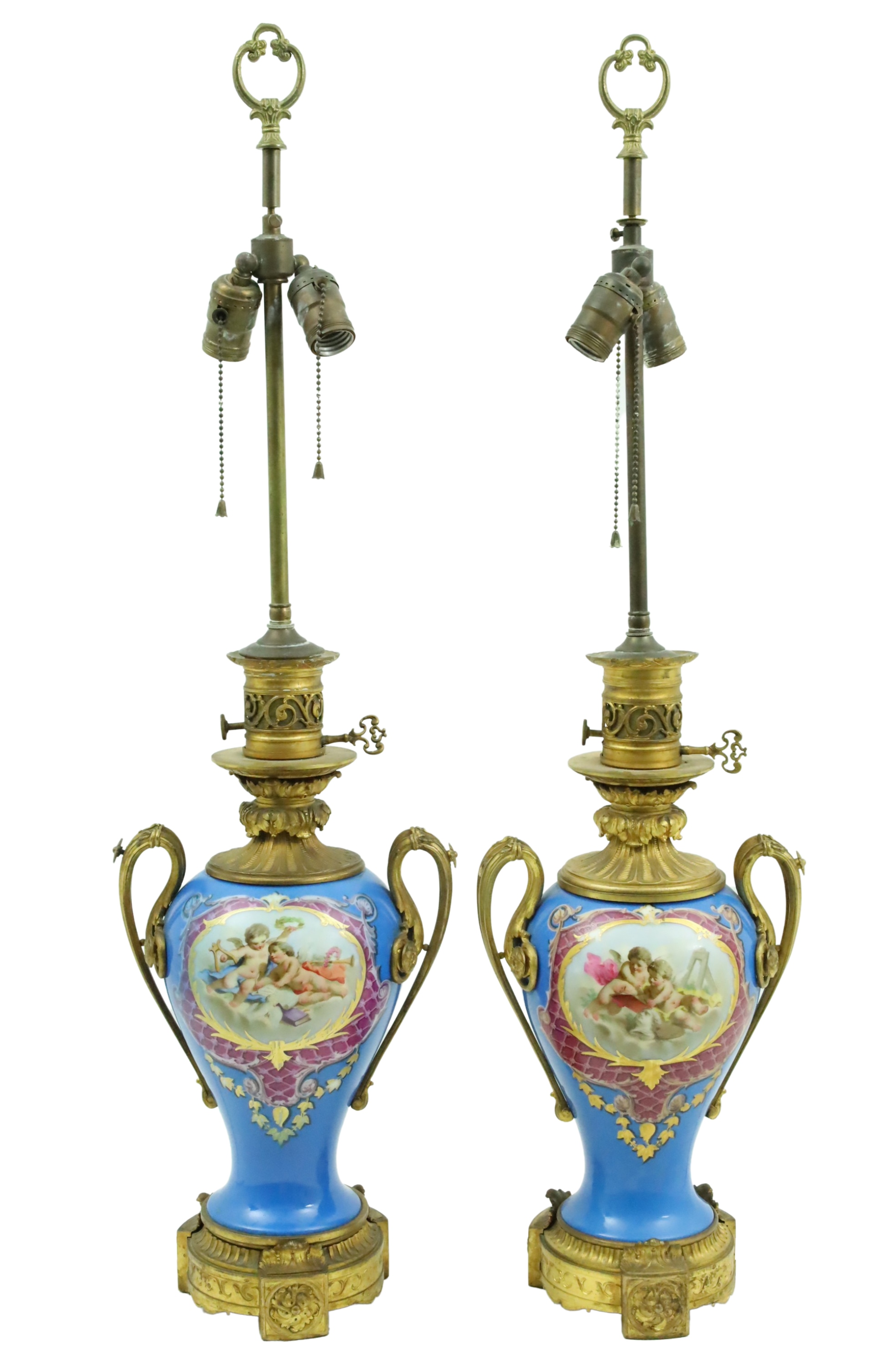 PAIR OF BRONZE MOUNTED FRENCH PORCELAIN