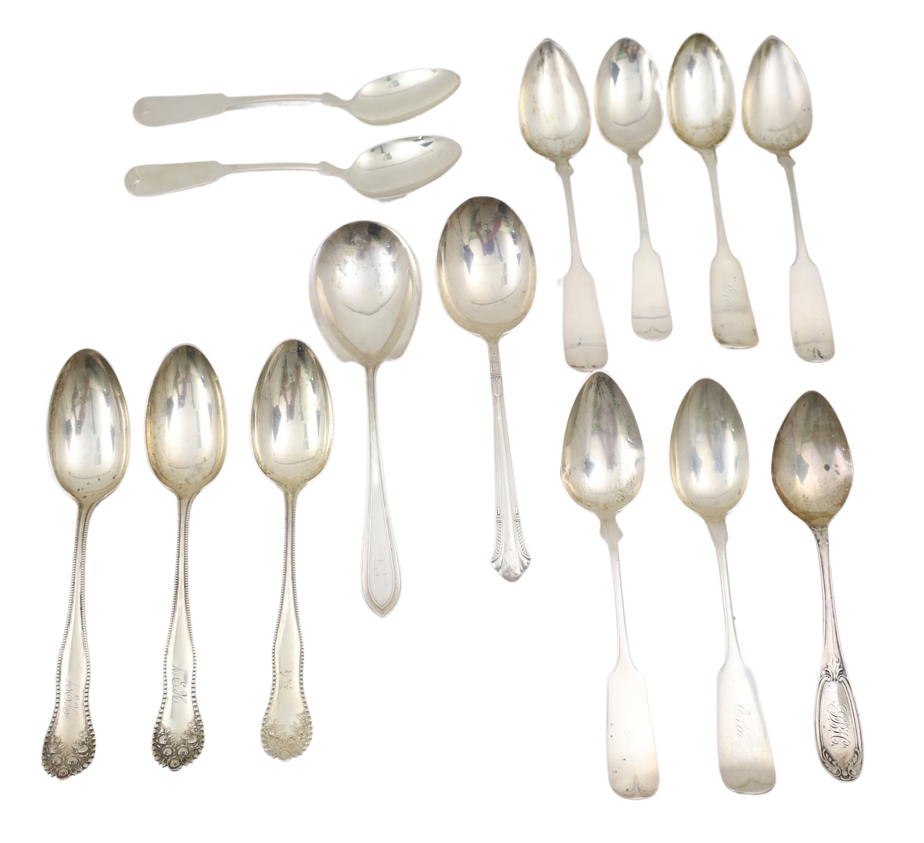 LOT OF 14 STERLING SILVER SPOONS  3b3ad8