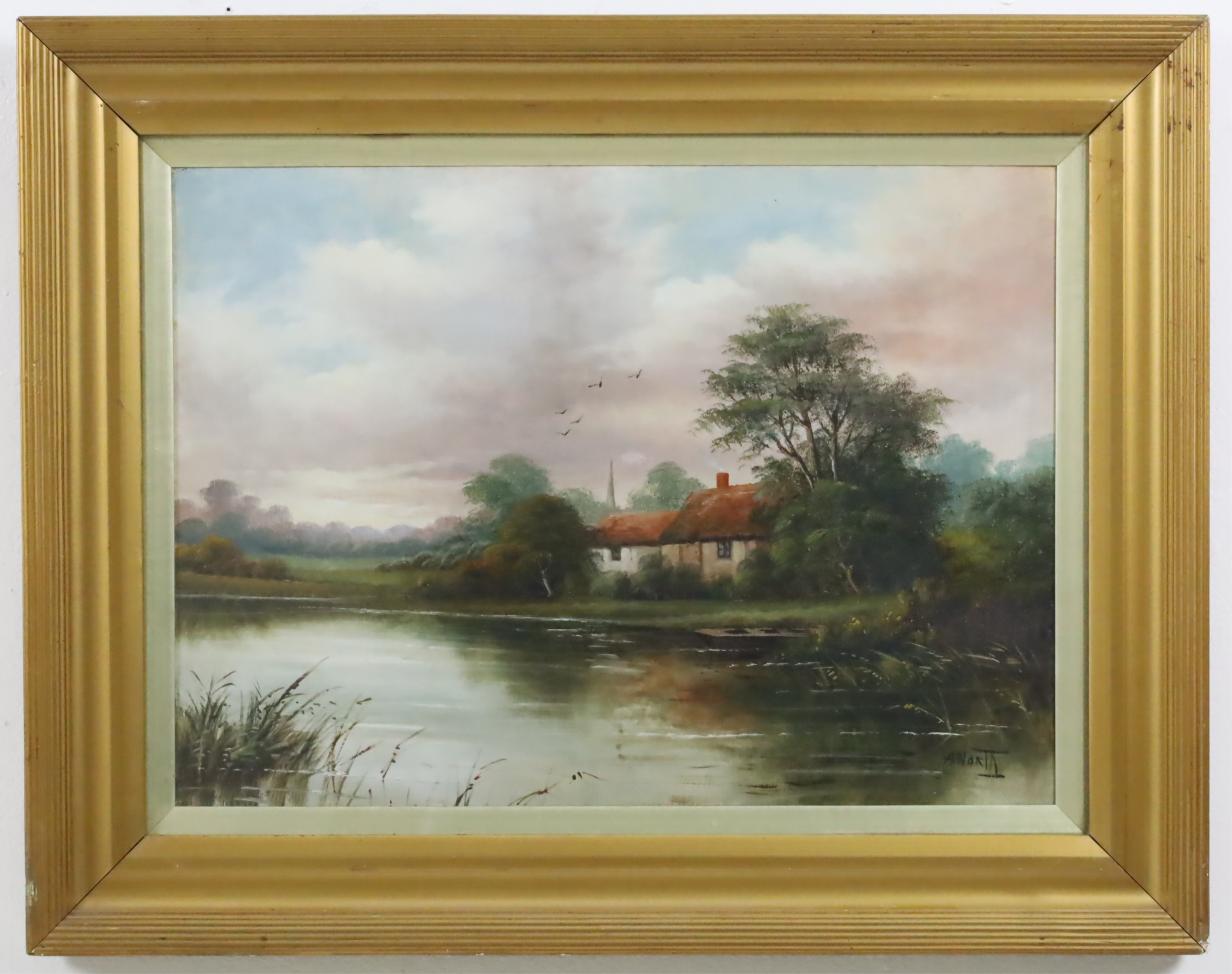 ENGLISH OIL ON PANEL LANDSCAPE 3b3ad0