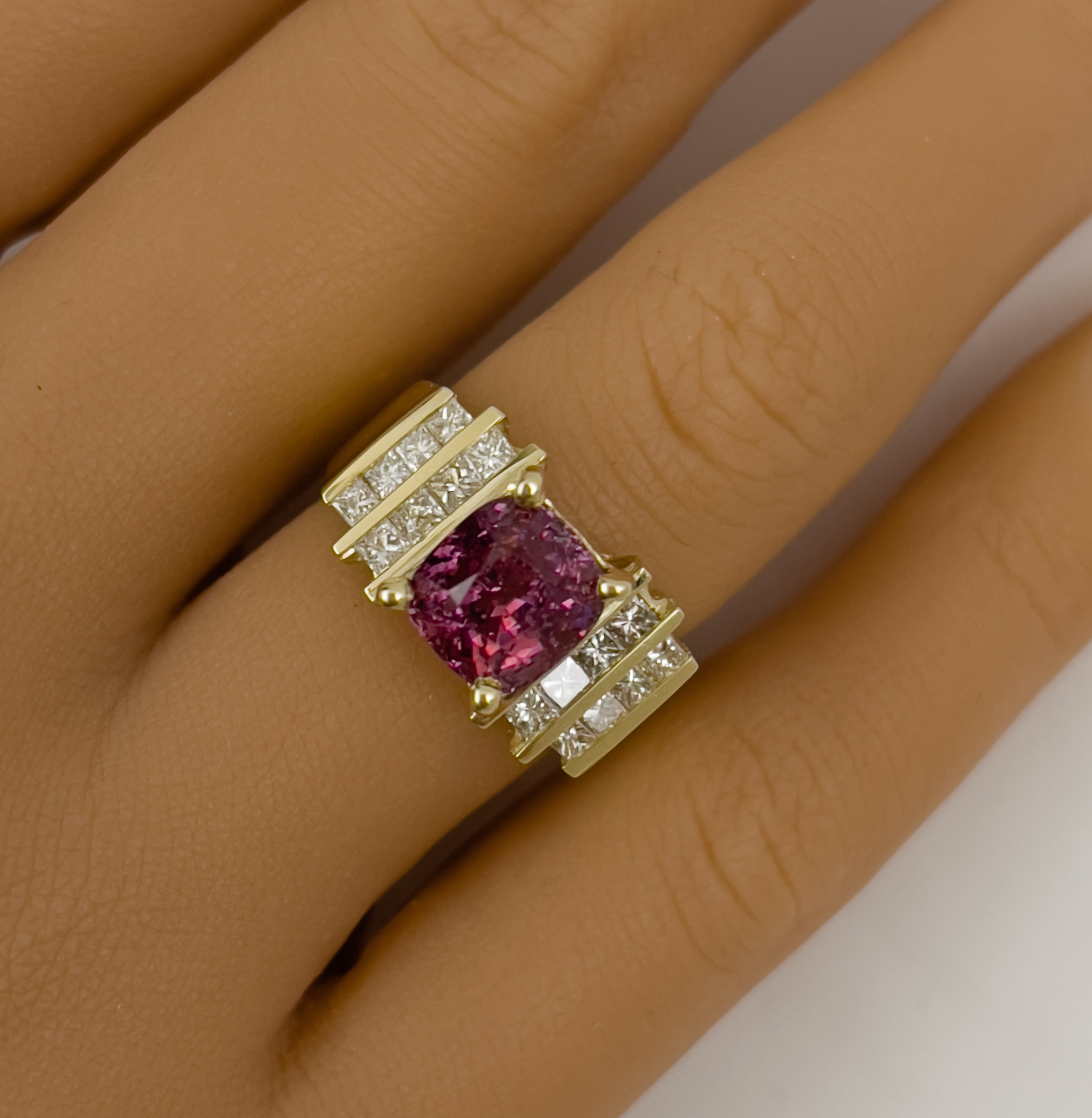 14K SPINEL DIAMOND RING W GIA 3b3af4