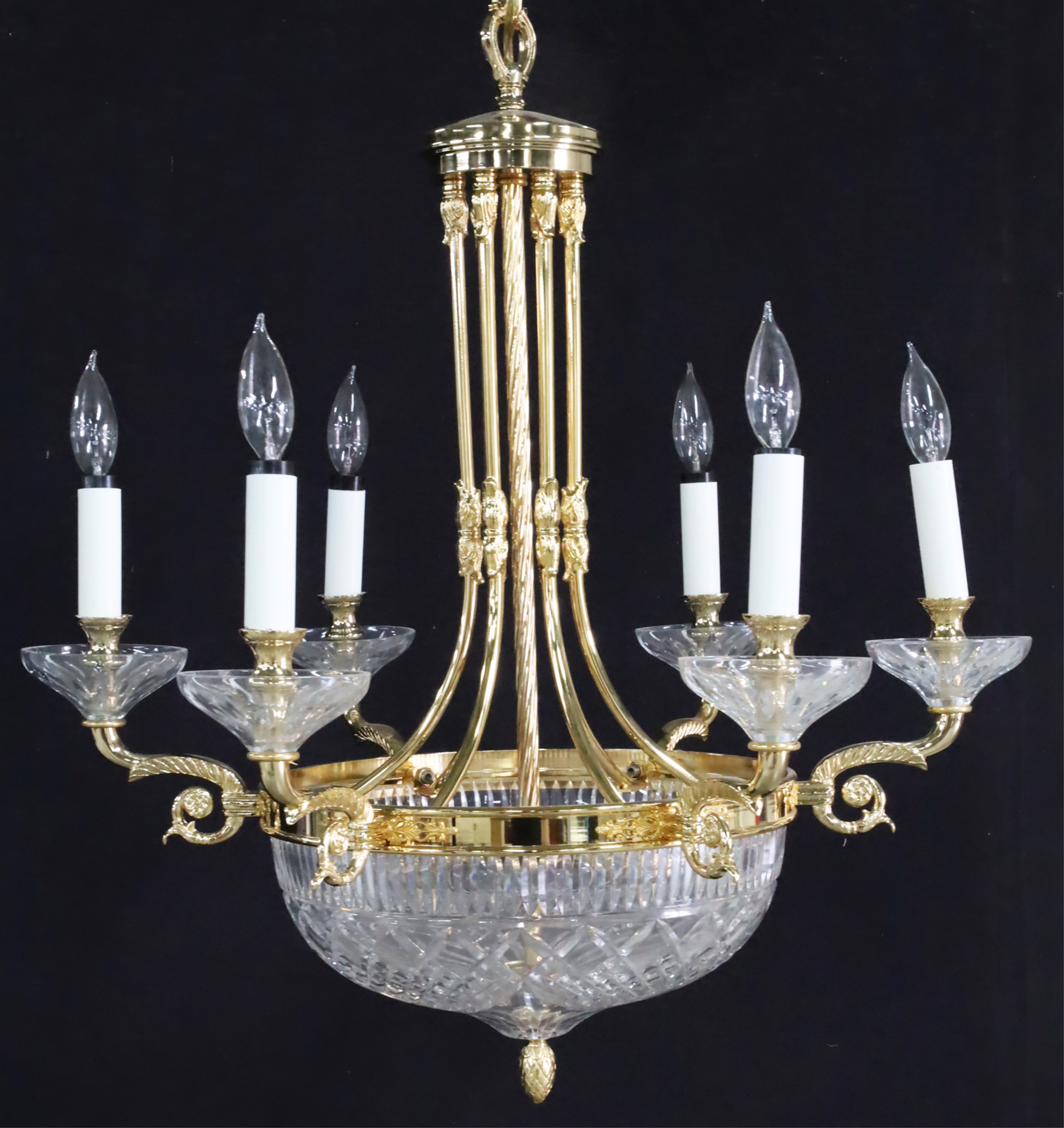 6 LIGHT WATERFORD CUT CRYSTAL CHANDELIER 3b3b16