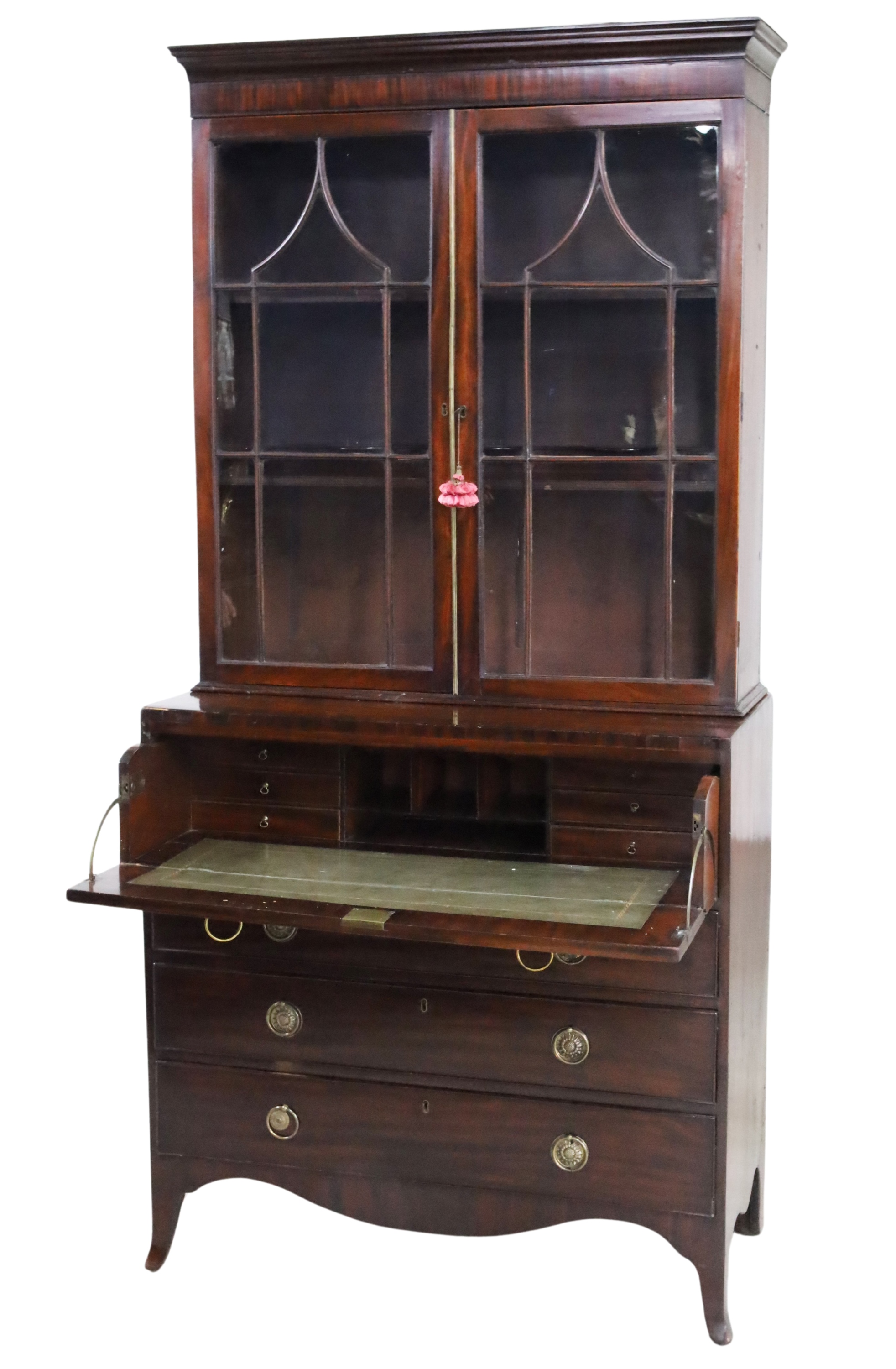 SHERATON MAHOGANY BUREAU BOOKCASE,