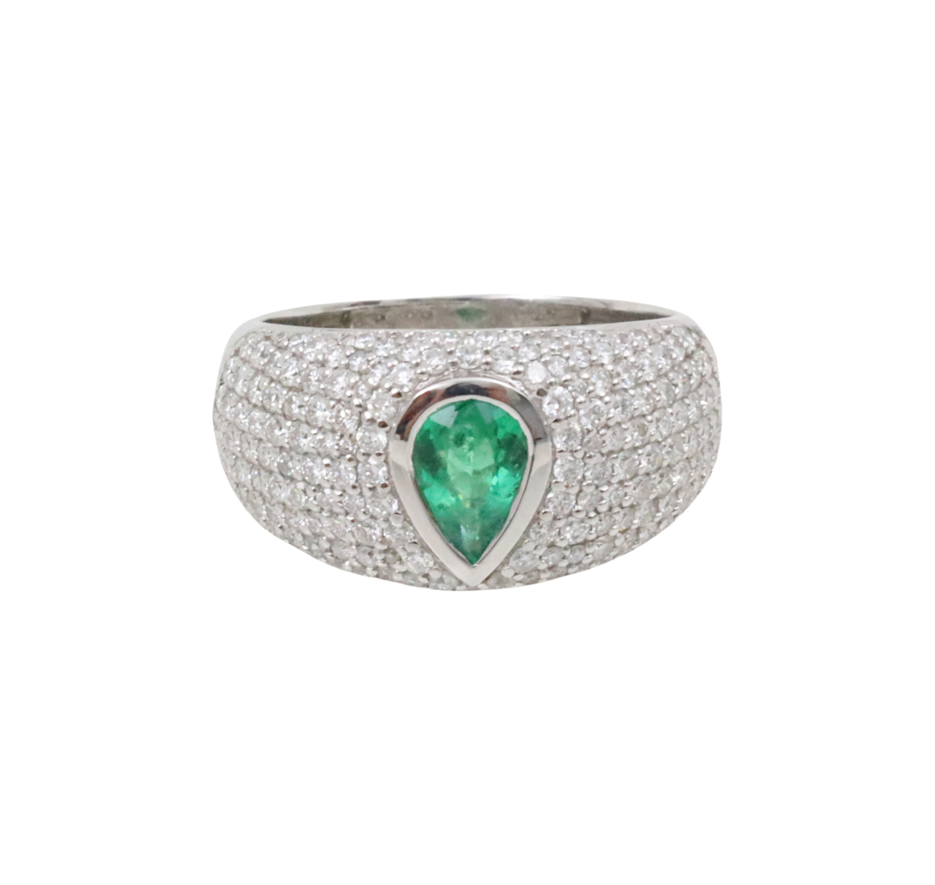 18K WG EMERALD DIAMOND RING 18K 3b3b63