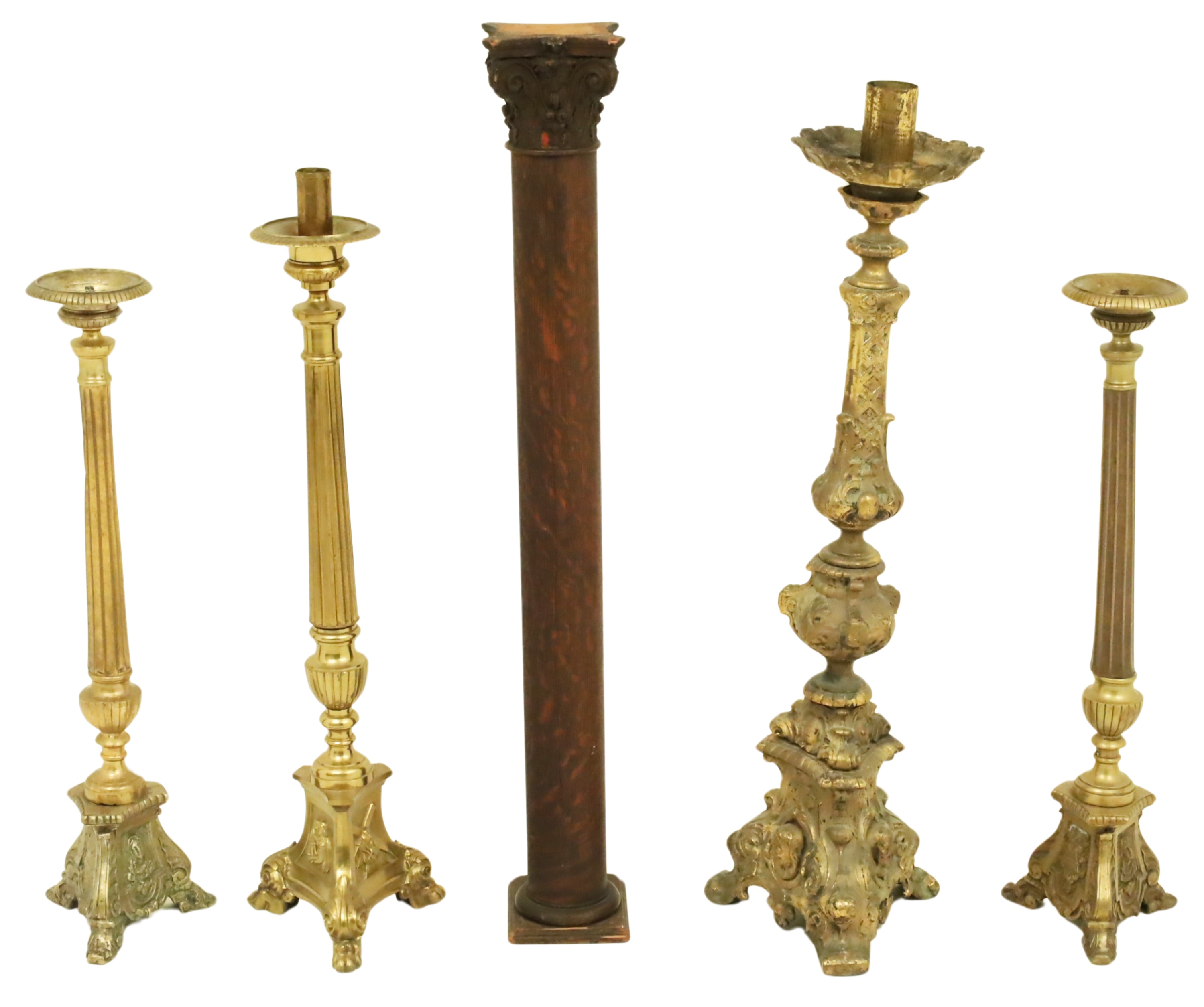 5 PC LOT OF PRICKET CANDELSTICKS 3b3b80