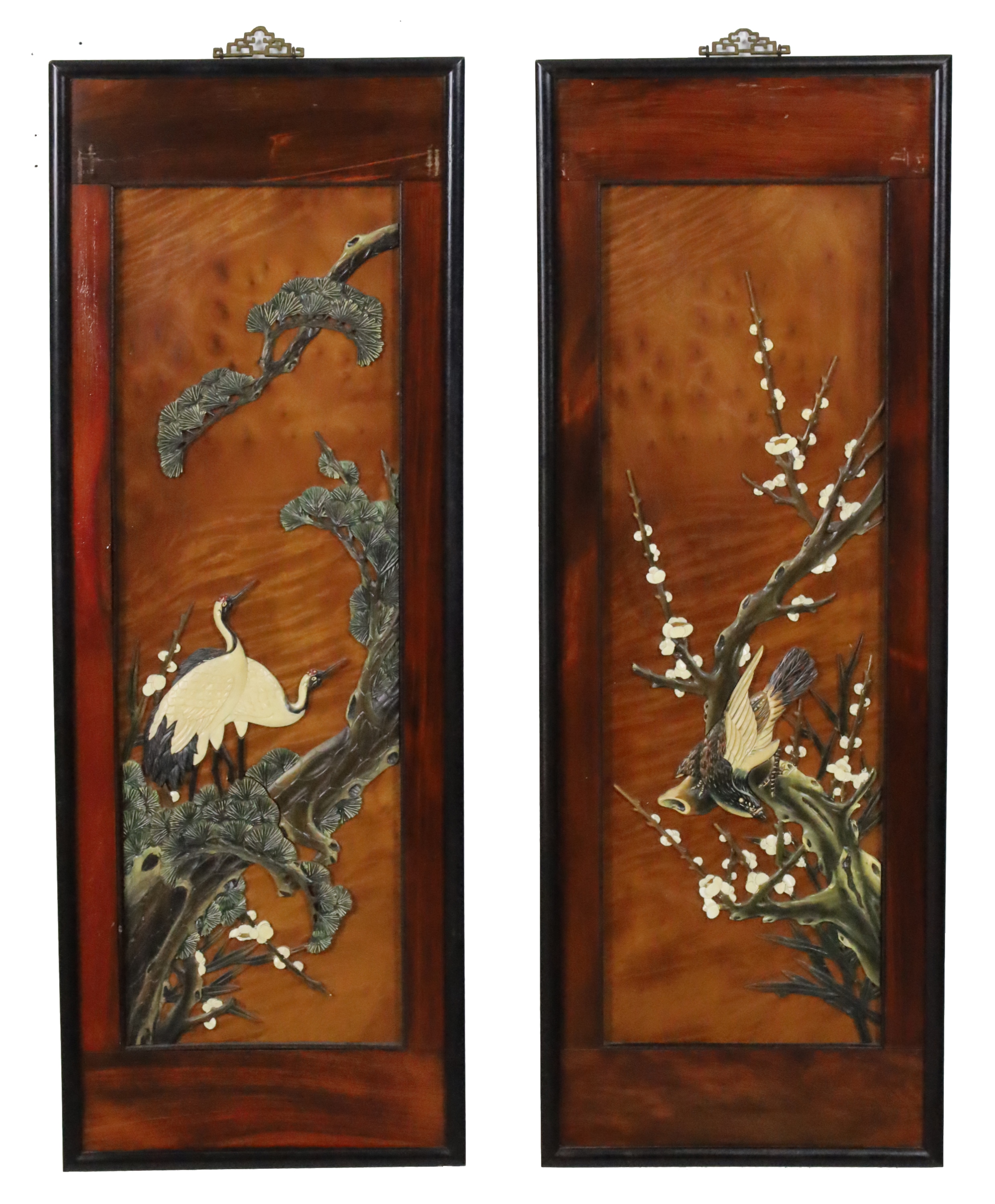 PR OF CHINESE CARVED HARDWOOD PANELS