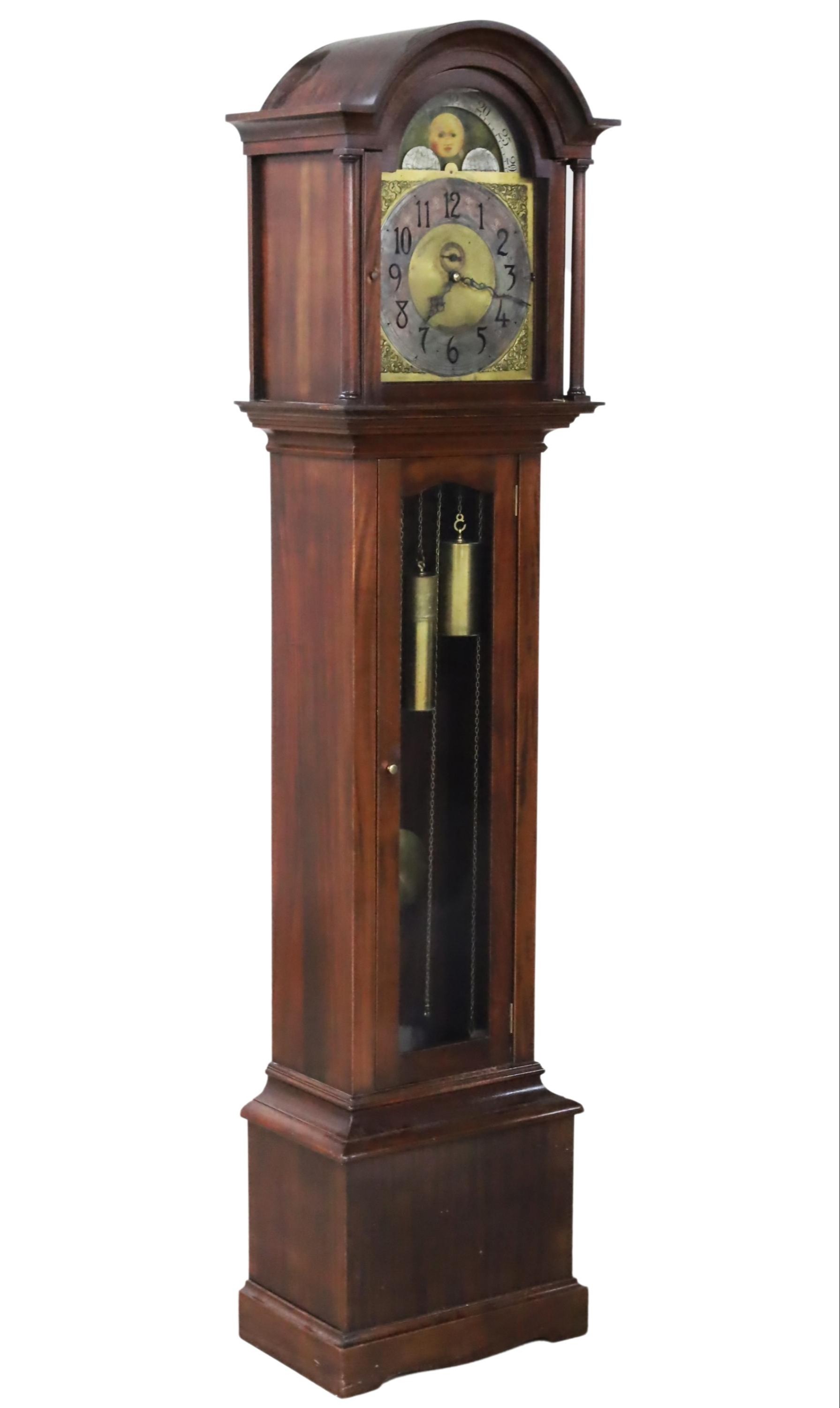 EARLY 20TH C. MAHOGANY GRANDFATHER CLOCK