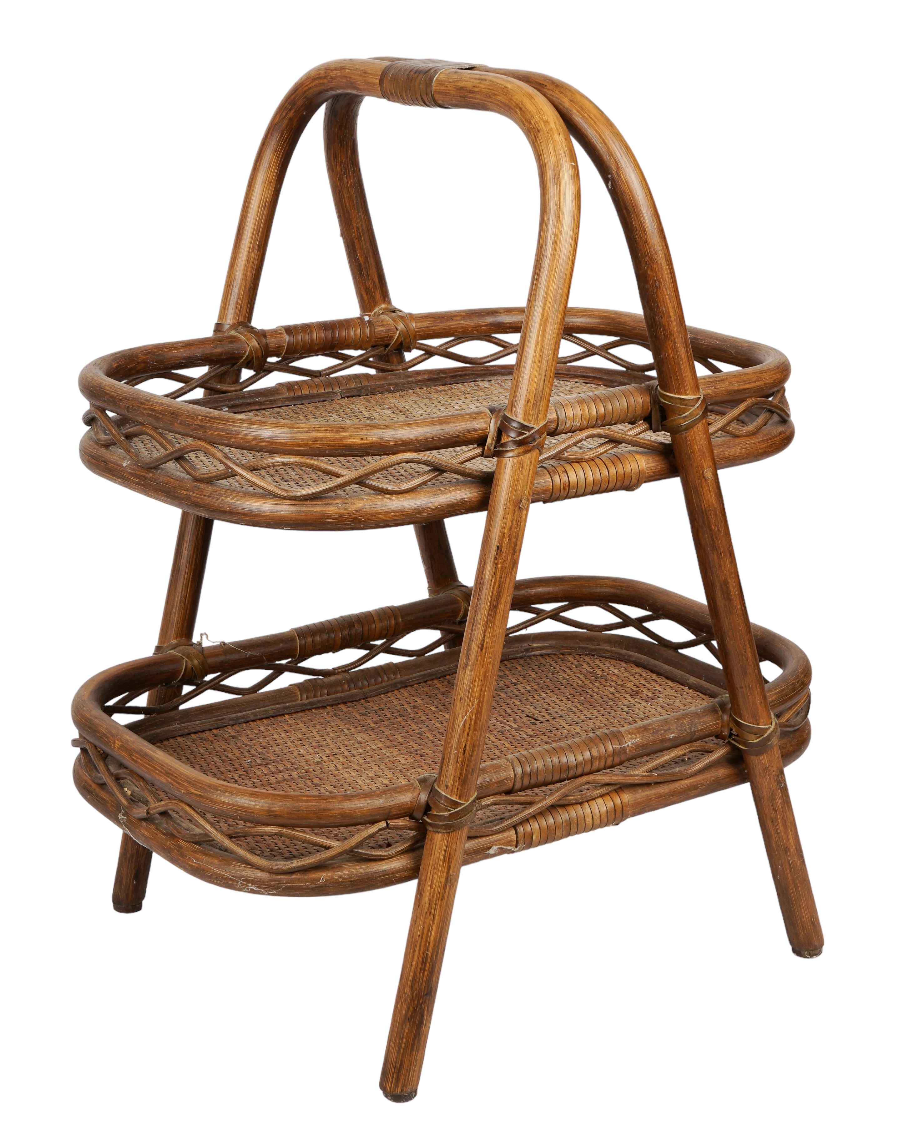 Palecek style rattan 2 tier basket 3b3bac