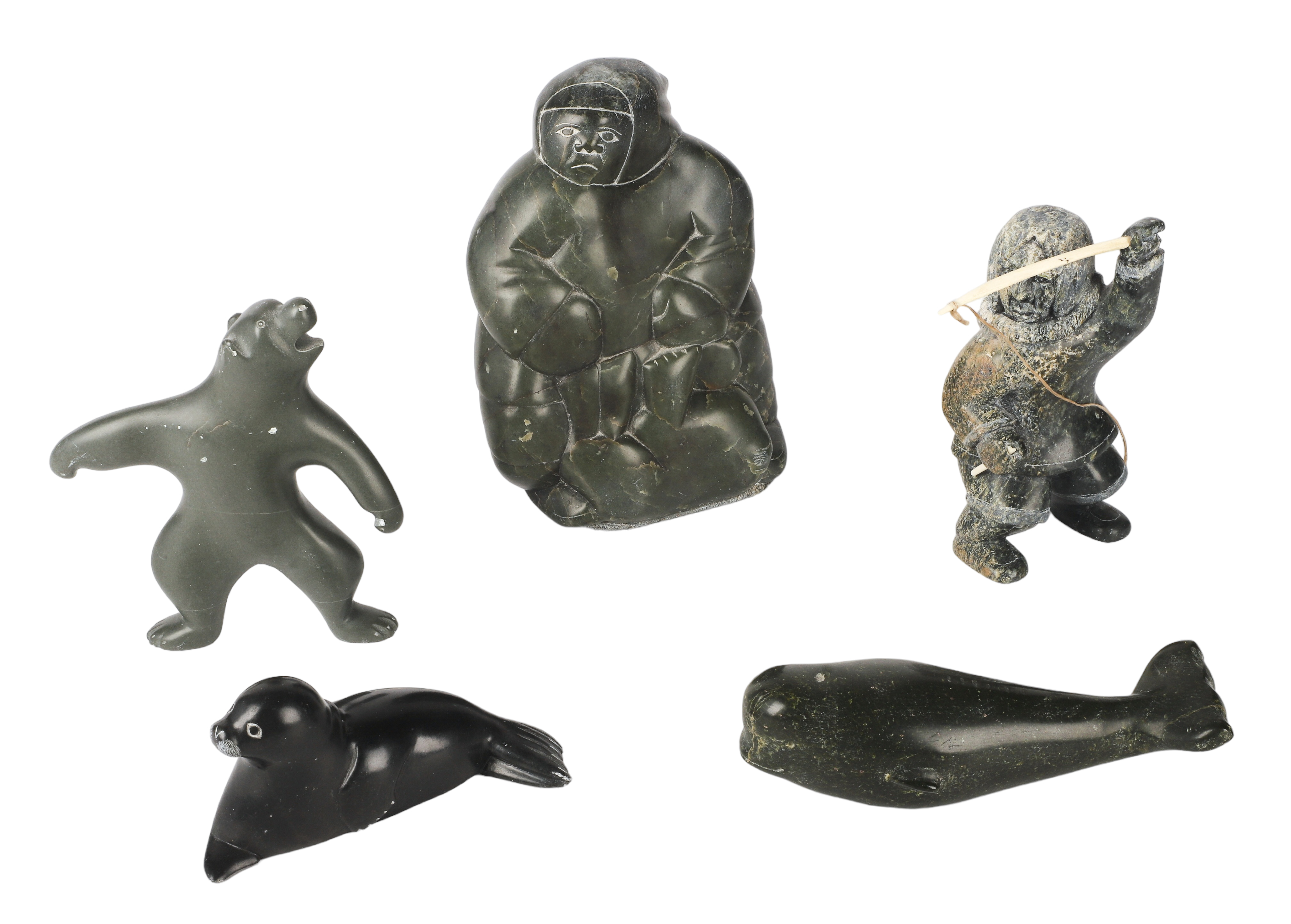 (5) Inuit soapstone figurines,