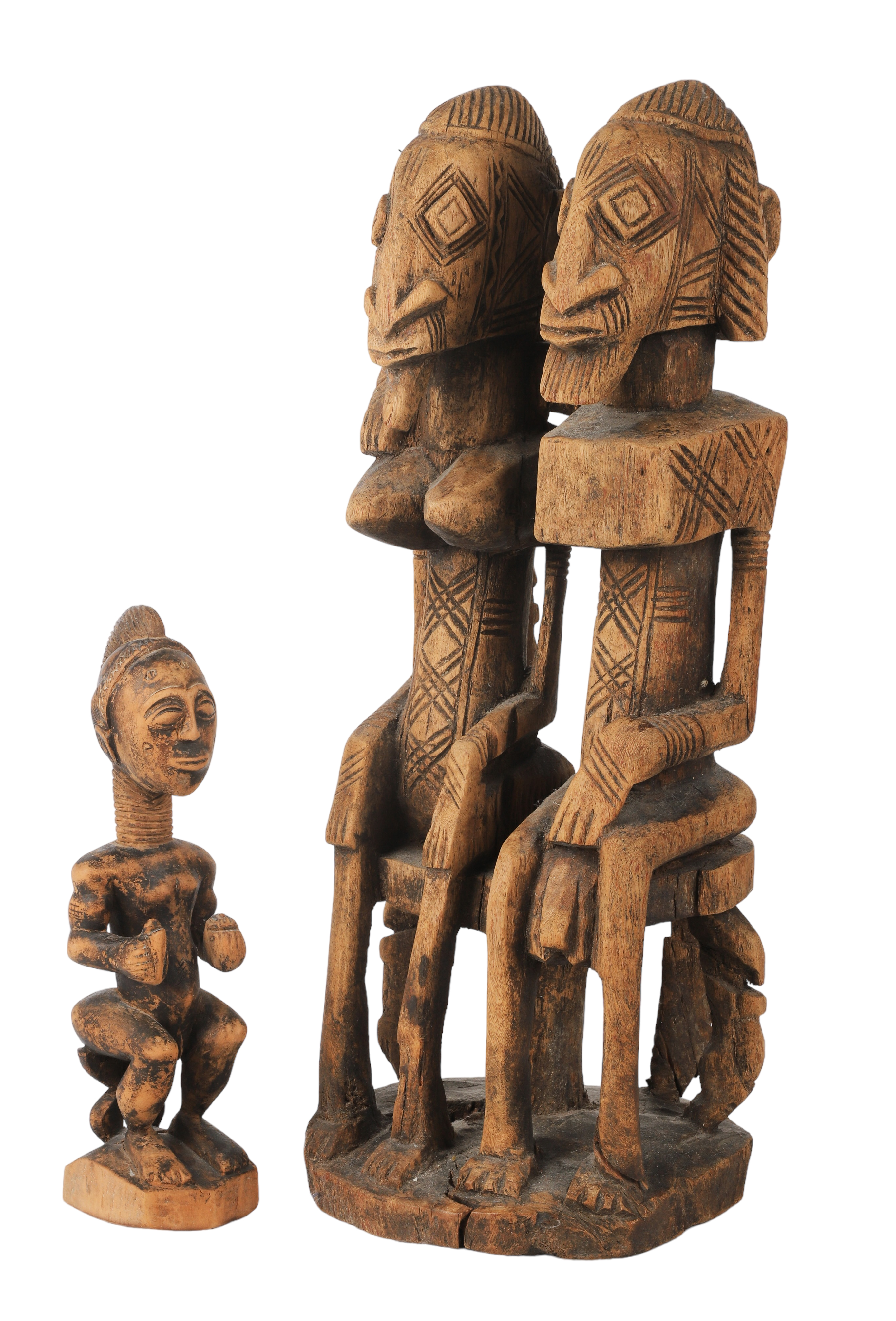 (2) African carved wood Dogon fertility