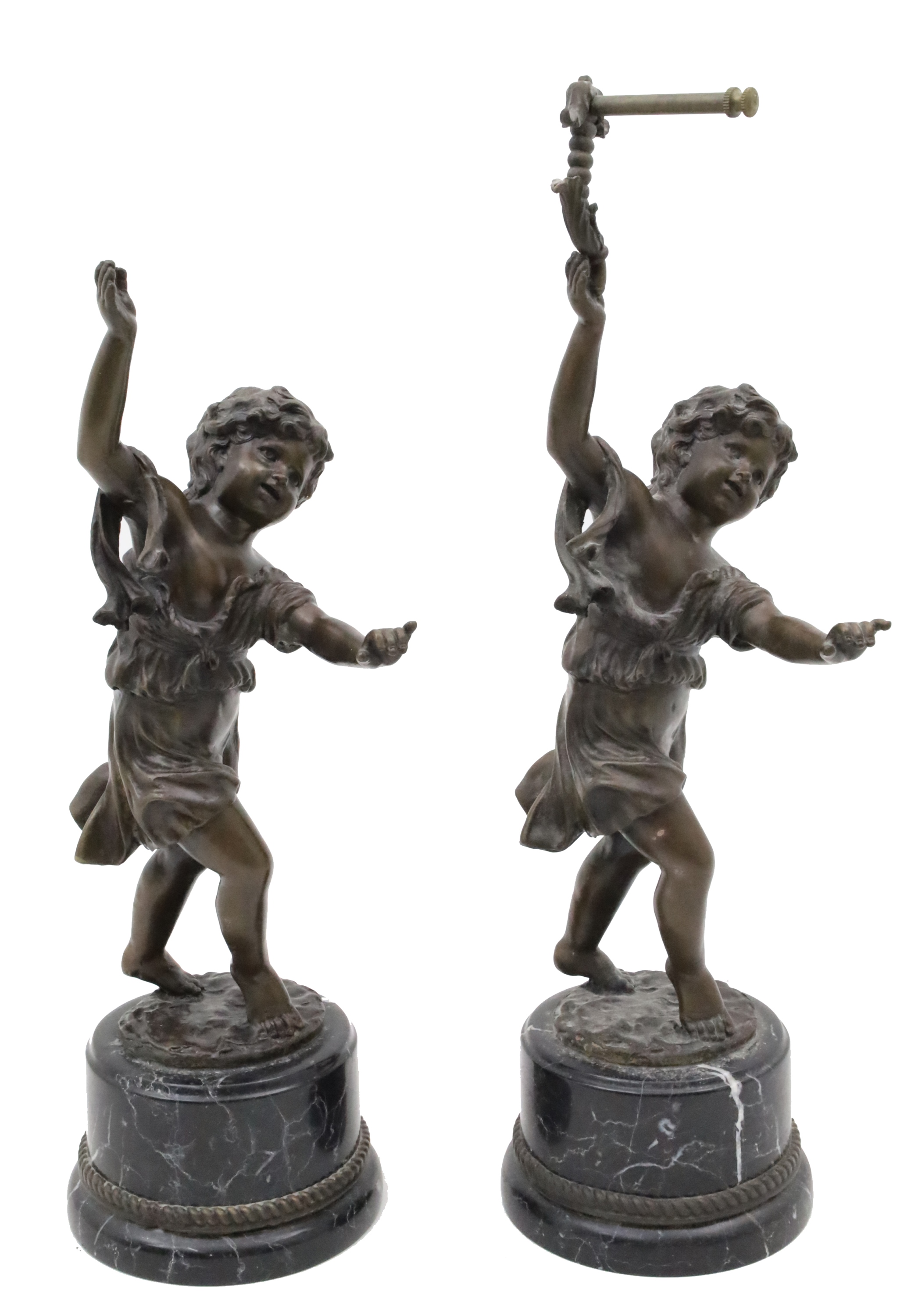 PR BRONZE FIGURES OF CHILDREN Pair 3b3c01