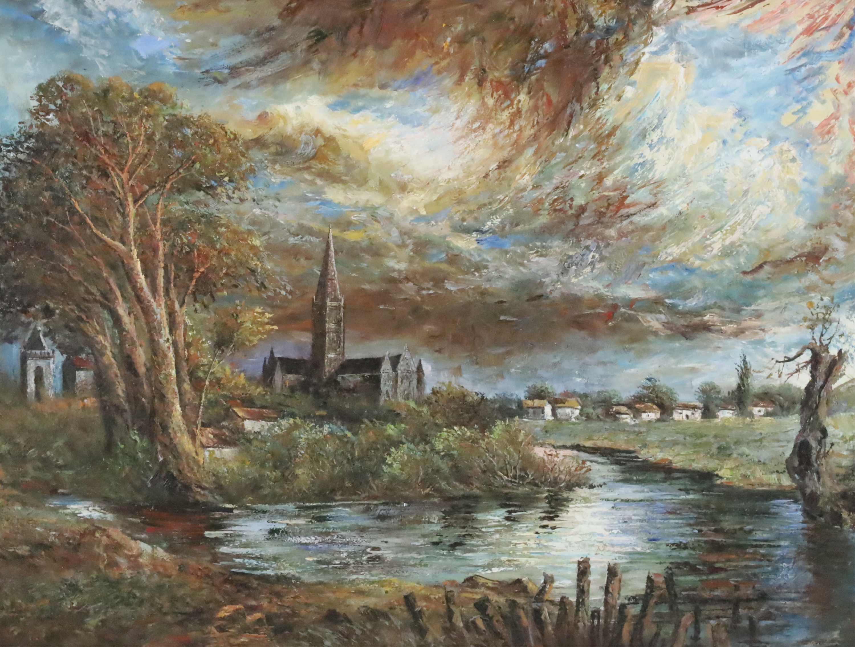 IMPRESSIONIST OIL ON CANVAS LANDSCAPE