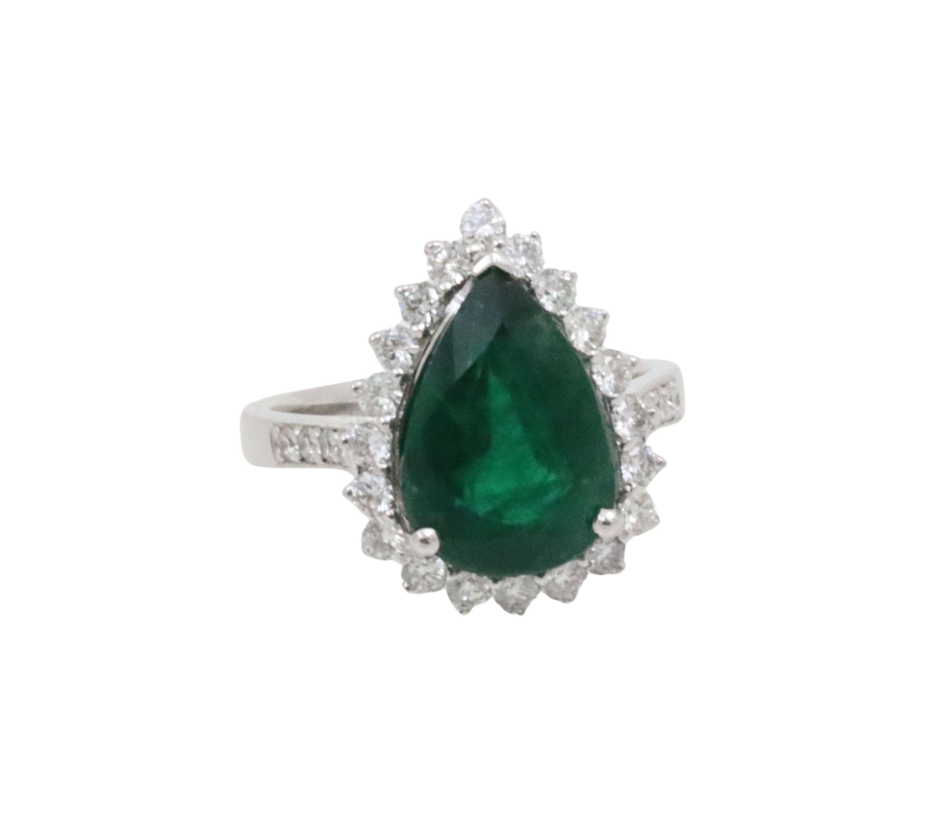 PLAT. EMERALD & DIAMOND RING W/GIA