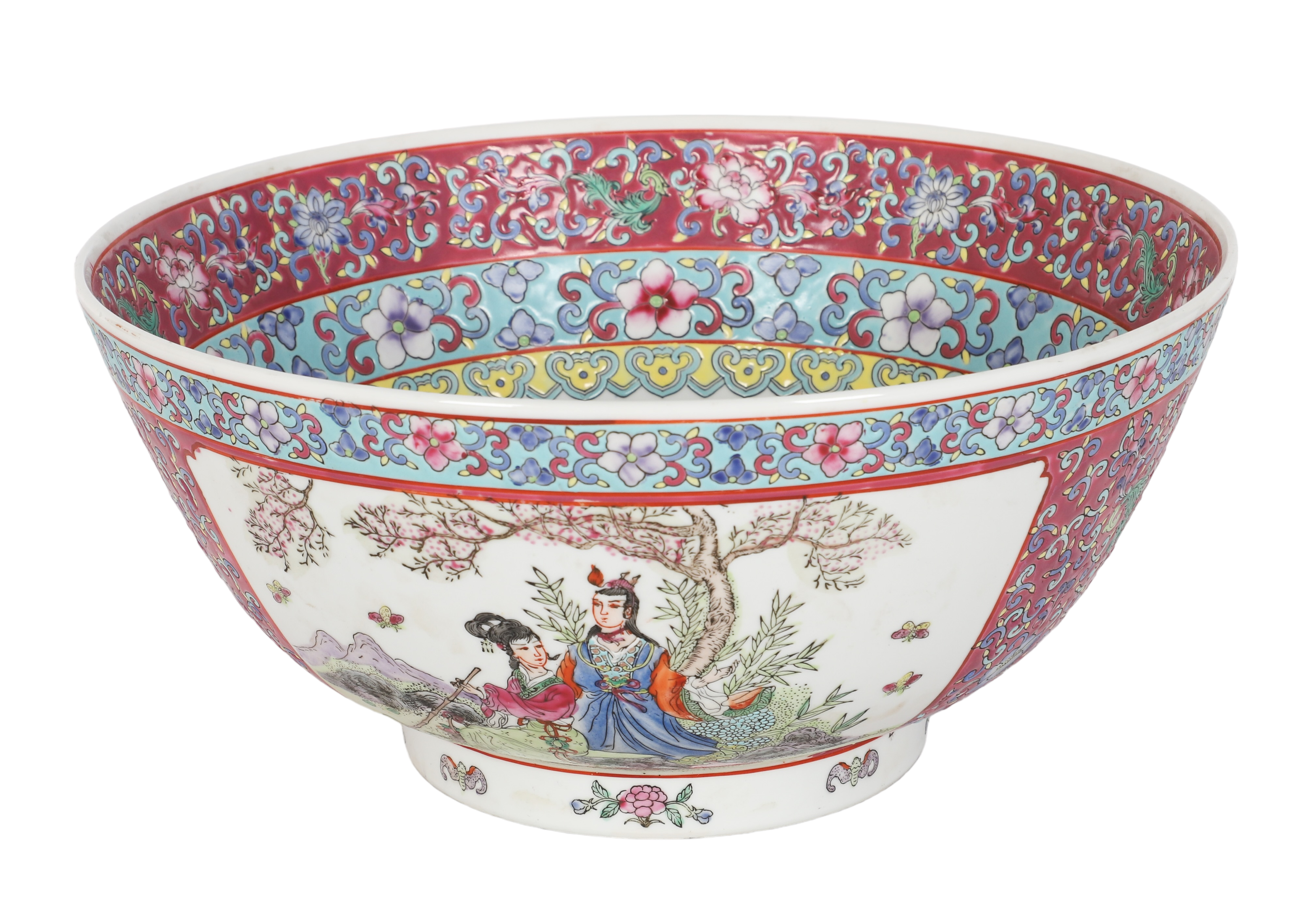 Chinese porcelain punch bowl, figural