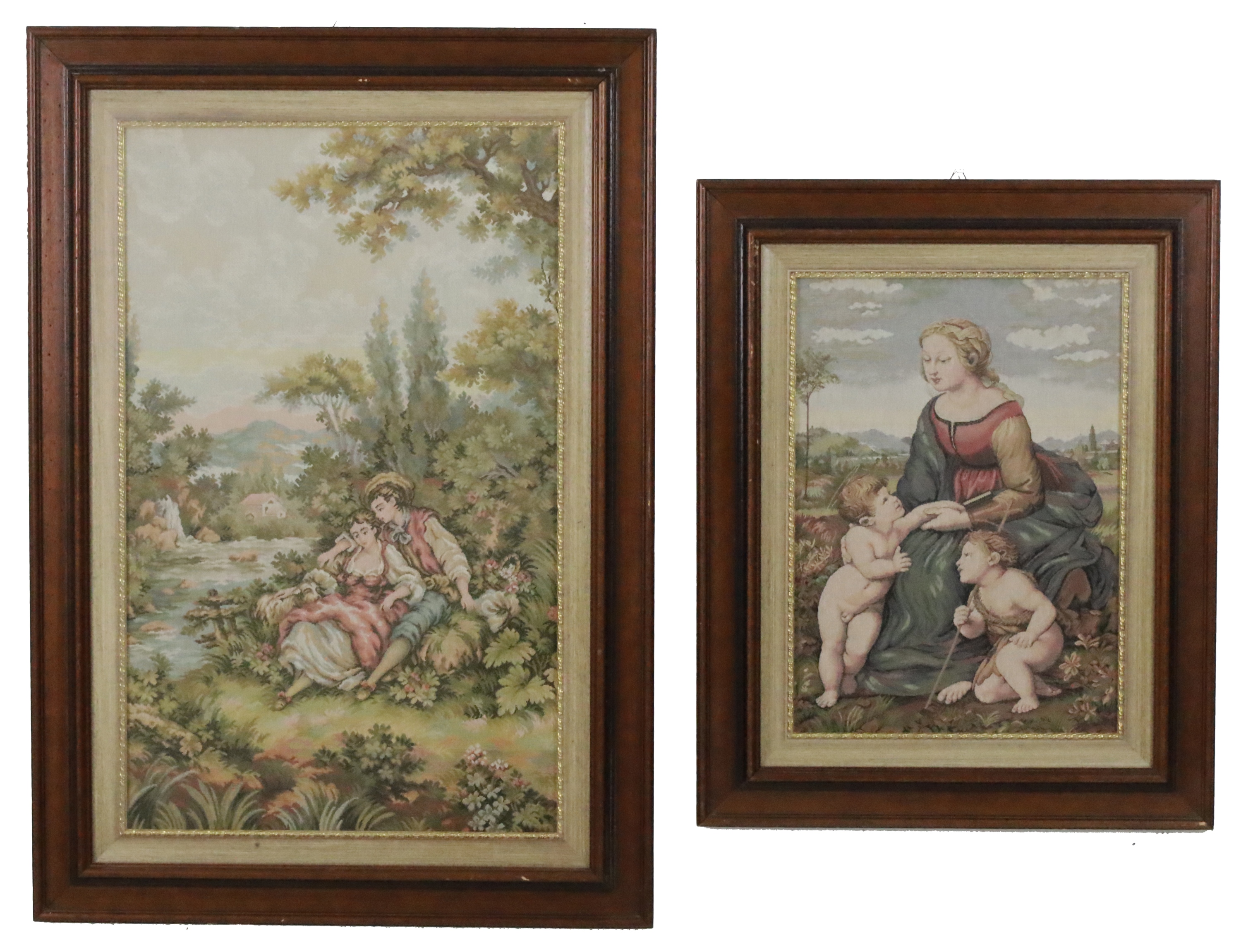 2 FRAMED FRENCH JACQUARD TAPESTRIES 3b3c5c