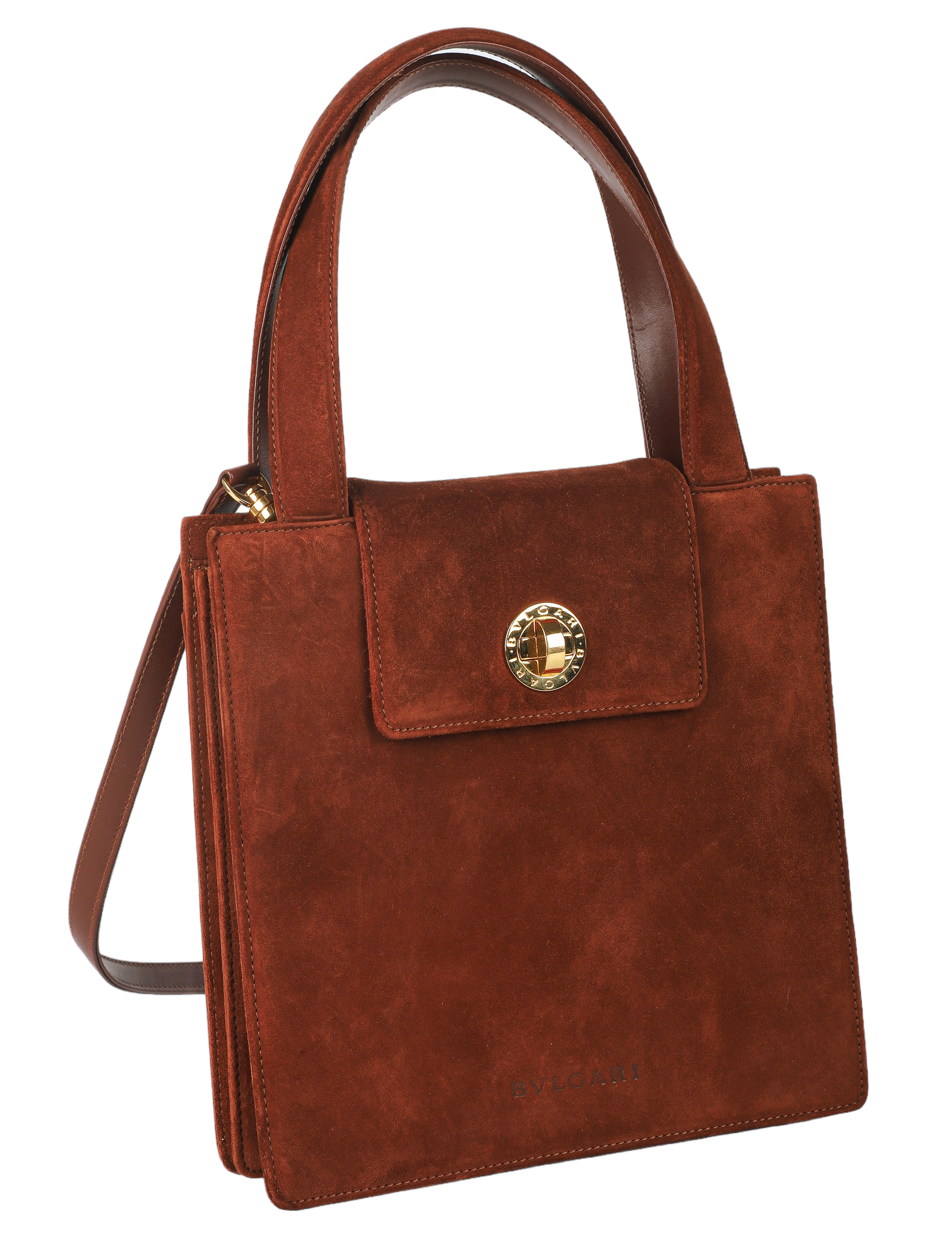 Bvlgari Rust Colored Suede Handbag,