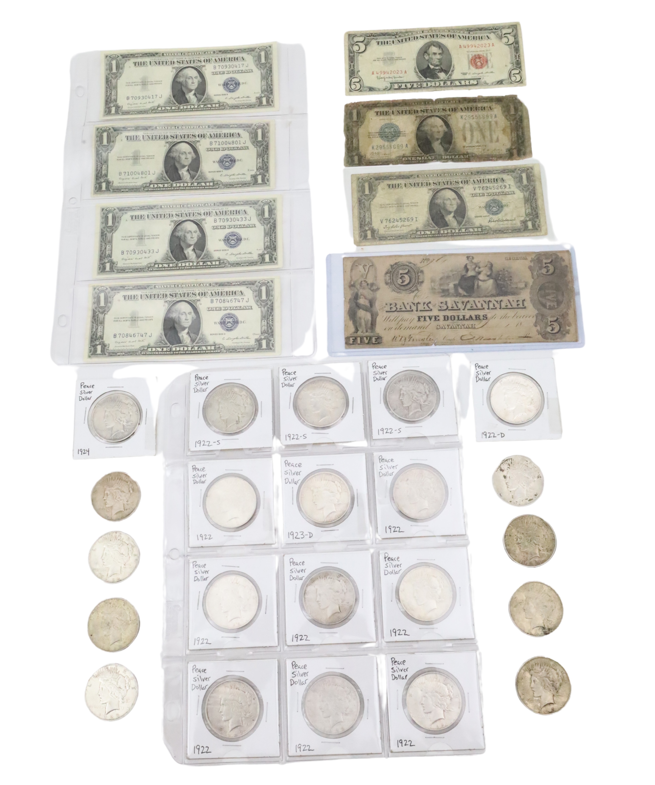 PEACE DOLLARS & BANK NOTES Group