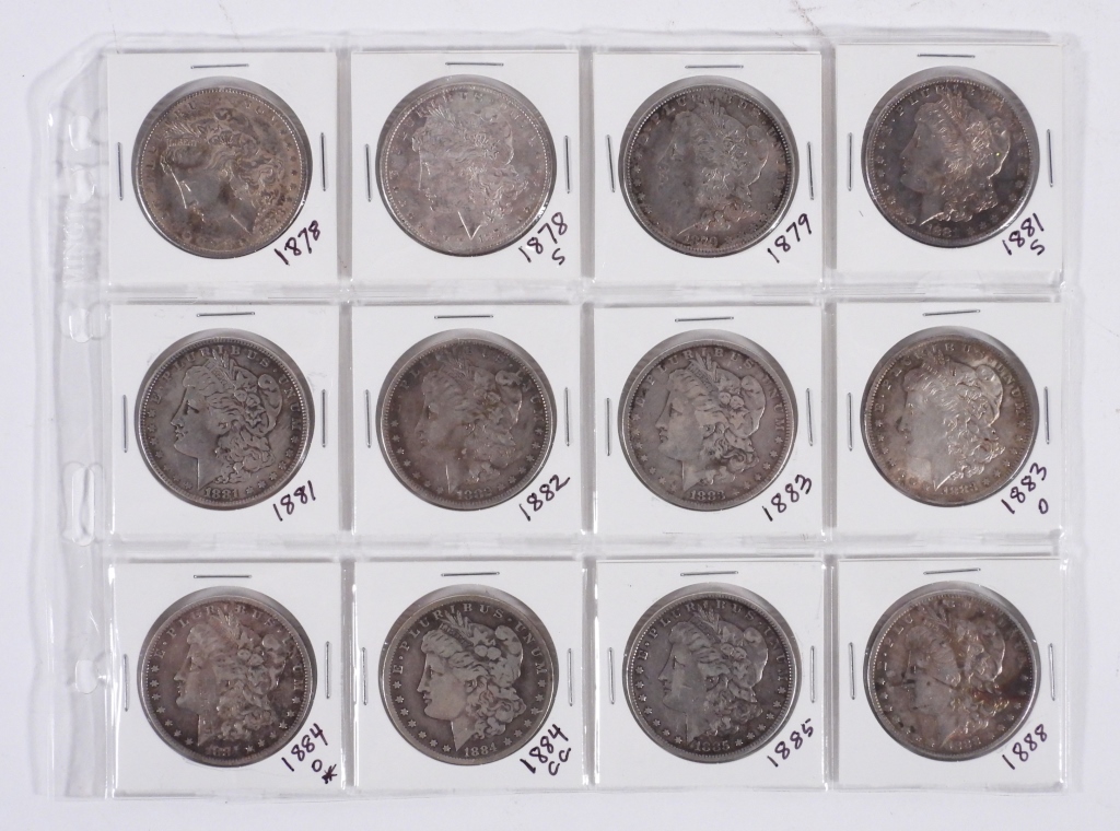 12PC MORGAN SILVER DOLLAR COLLECTION 3b3c7f