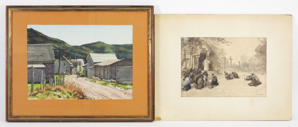 2PC KENT DAY COES W.A. ROGERS WC PAINTINGS