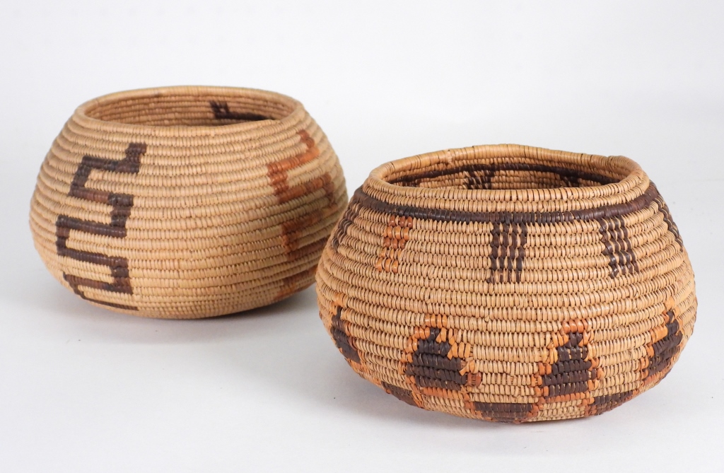 2PC NATIVE AMERICAN WOVEN BASKETS 3b3ced