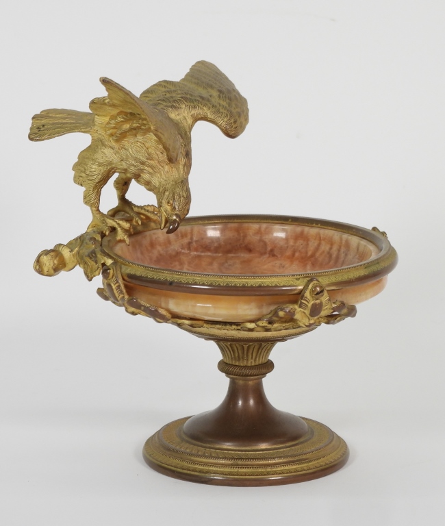 FRENCH GILT BRONZE BIRD COMPOTE 3b3d44
