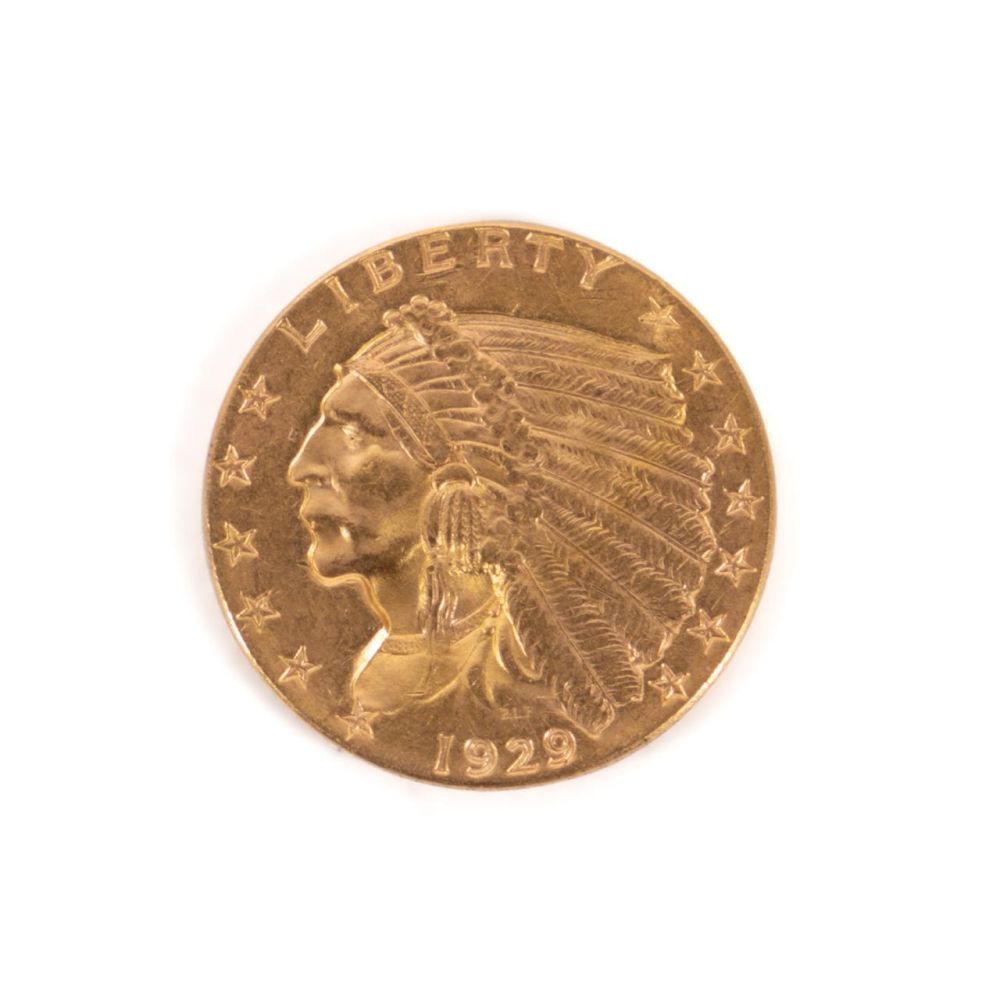 1929 US INDIAN HEAD $2.50 GOLD