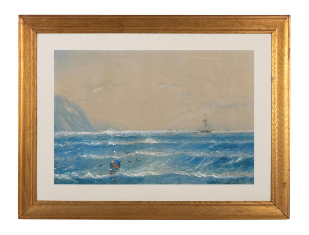 EDMUND D. LEWIS 'SEASCAPE' WATERCOLOR