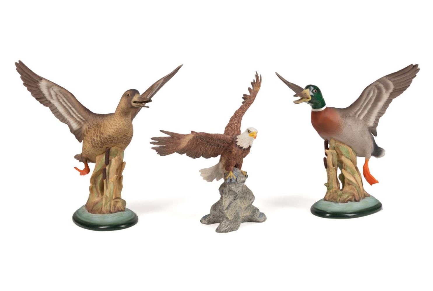 THREE BOEHM BISQUE PORCELAIN BIRD FIGURINES