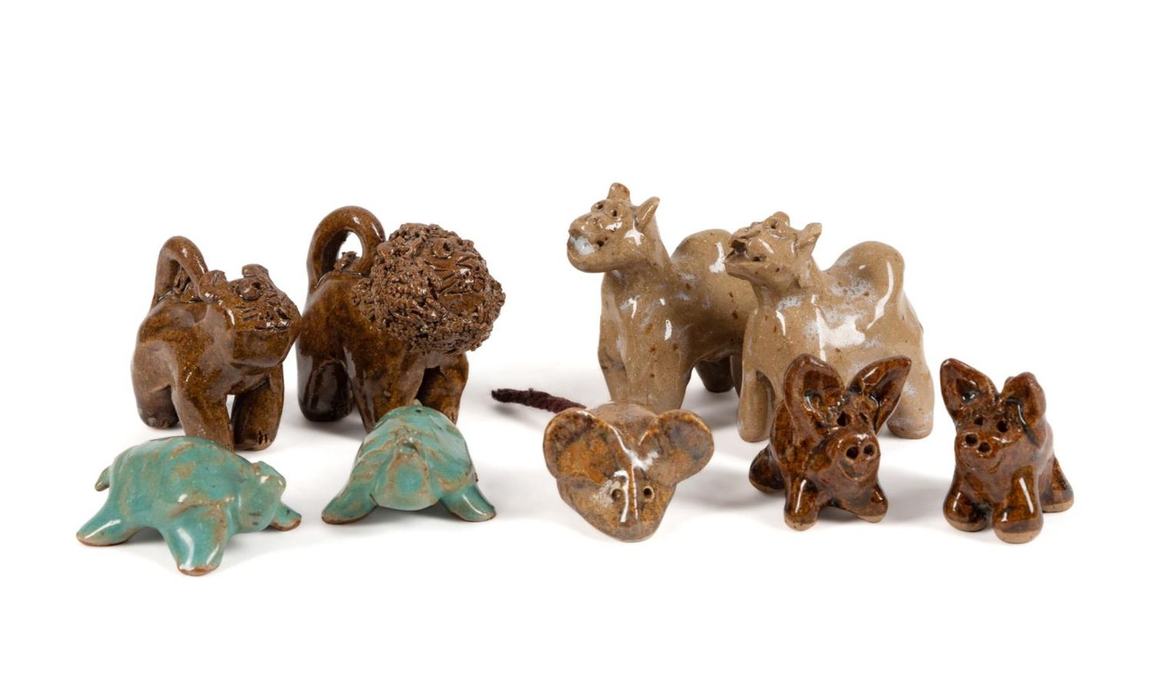 9PCS DIMINUTIVE FOLK ART CERAMIC ANIMALS