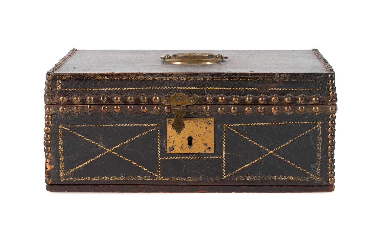19TH C. AMERICAN LEATHER COVERED