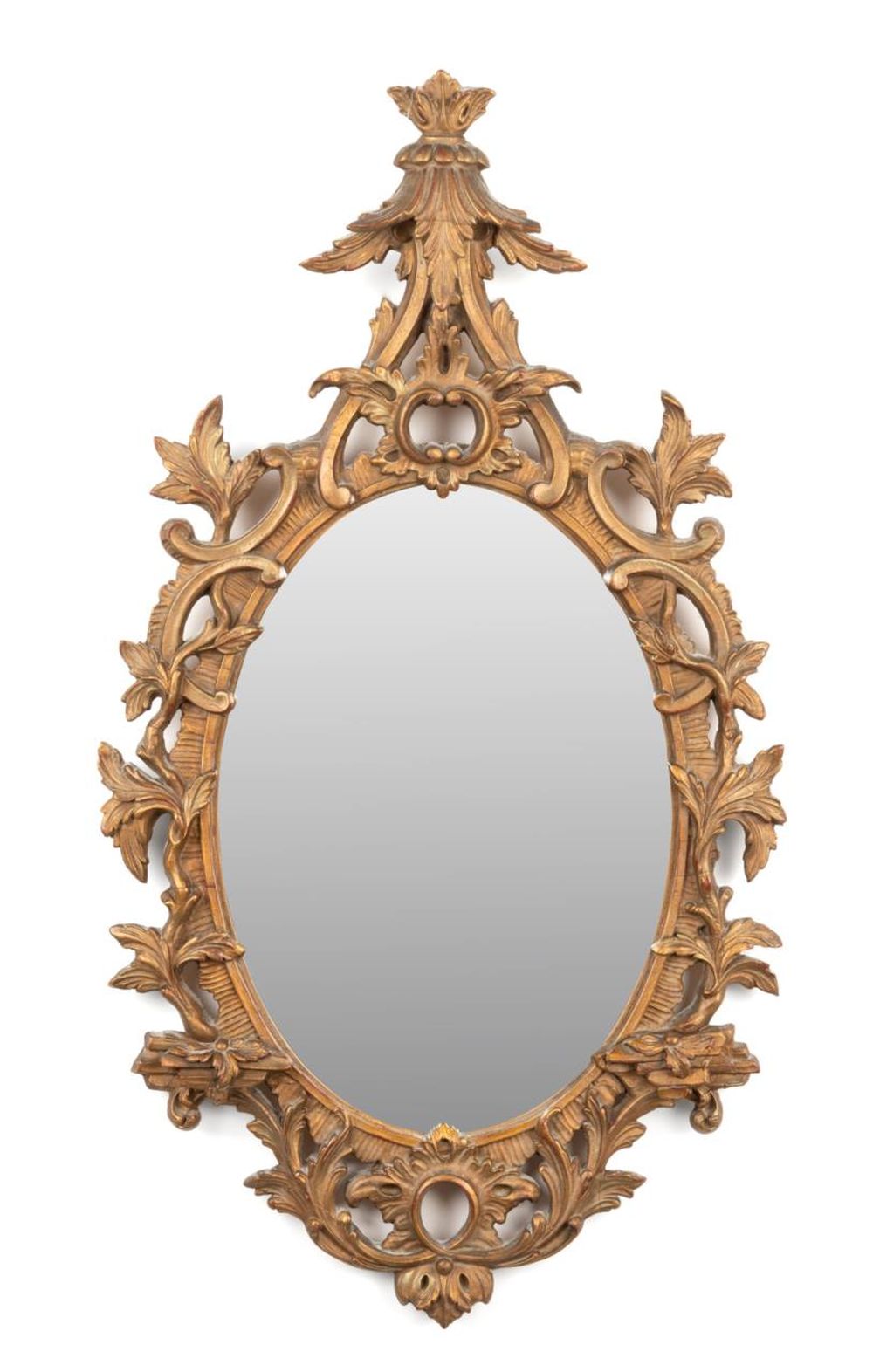 CHIPPENDALE STYLE CARVED OVAL MIRROR