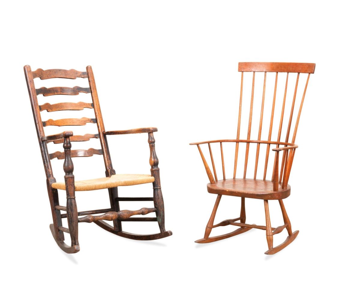 TWO ROCKING CHAIRS, WINDSOR AND