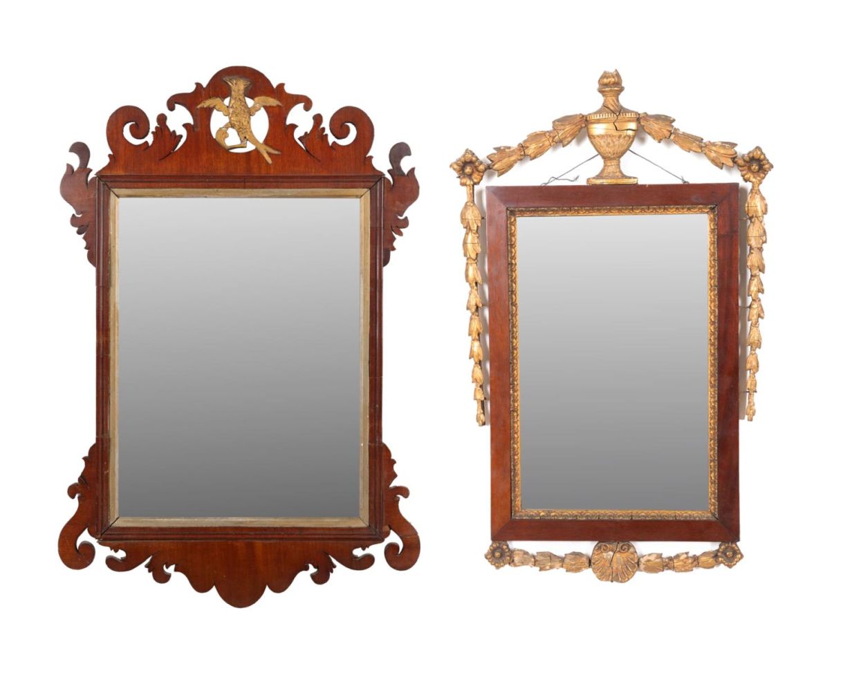 TWO GILT MAHOGANY ANTIQUE MIRRORS Two