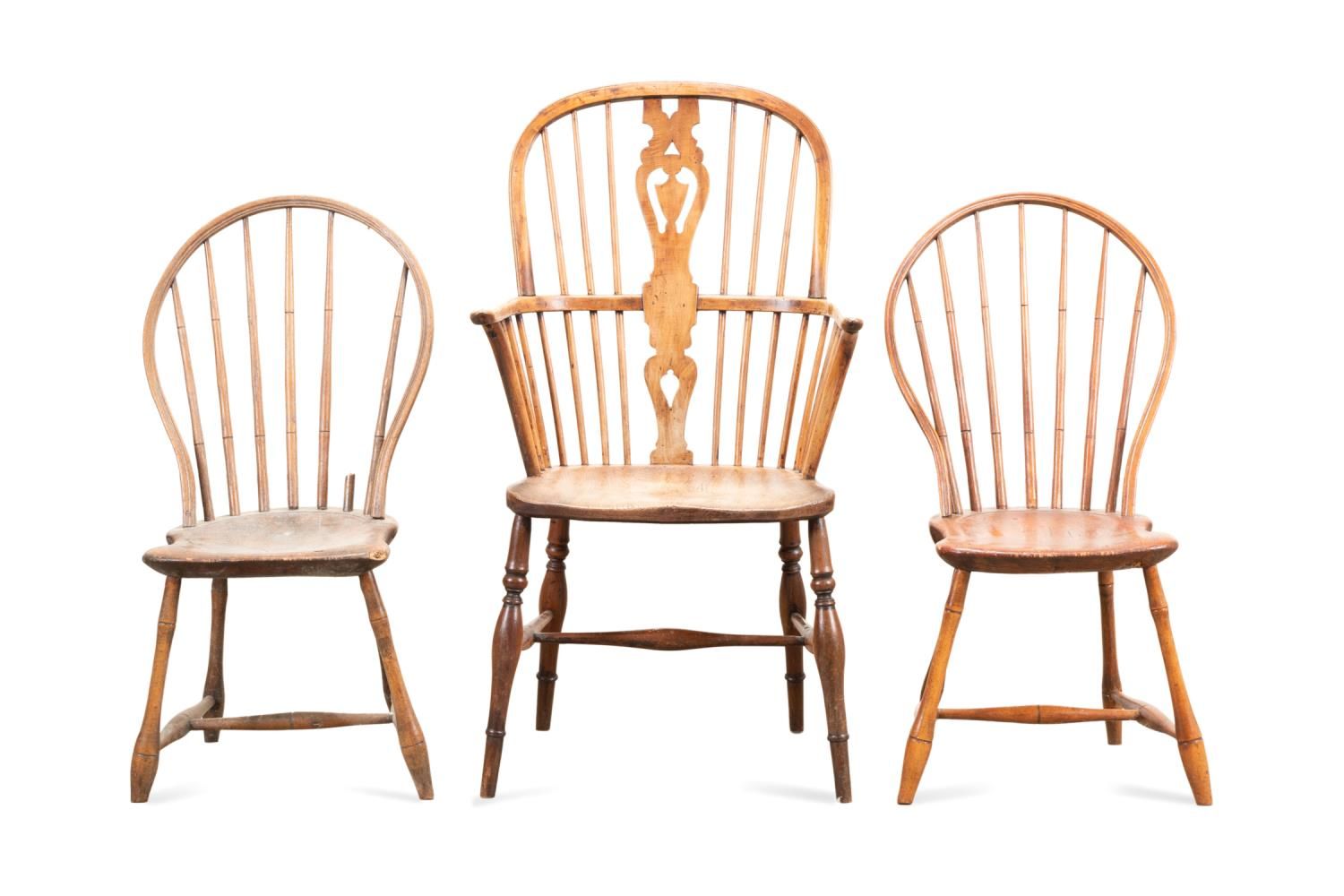 THREE ASSEMBLED WINDSOR CHAIRS, 19TH