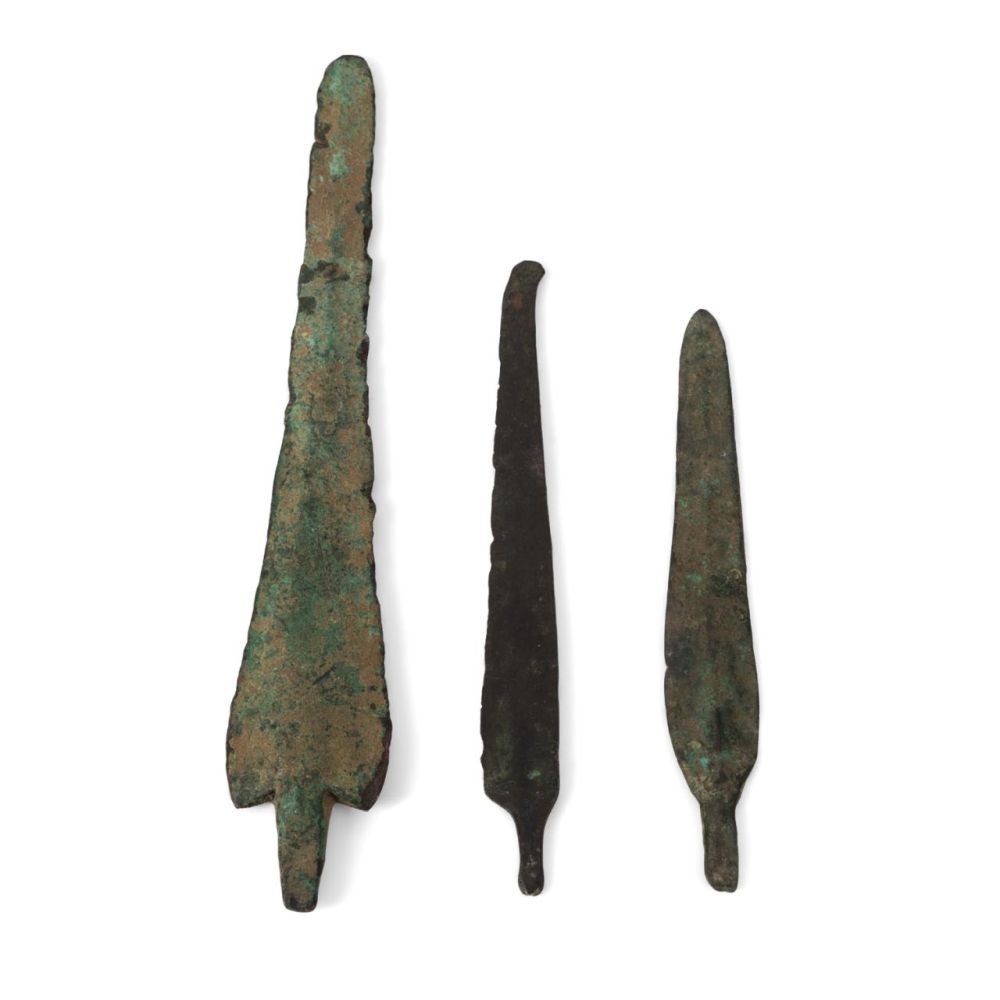 THREE ANCIENT ROMAN BRONZE KNIFE