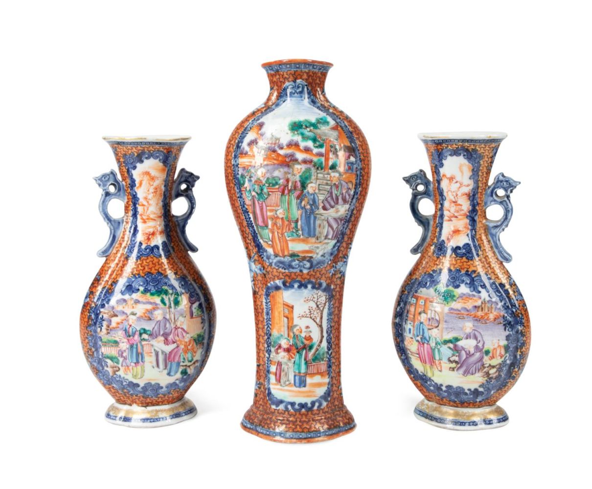 3 CHINESE ROSE MANDARIN PORCELAIN 3b3f7d