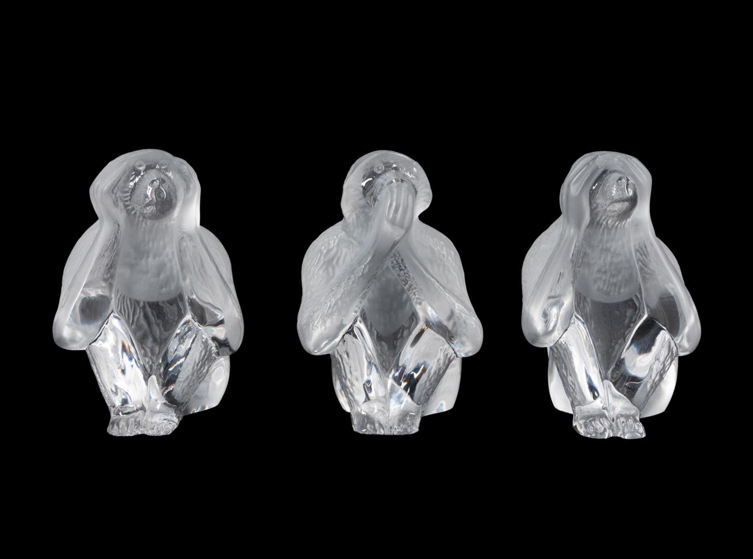 DAUM 'THREE WISE MONKEYS' CRYSTAL