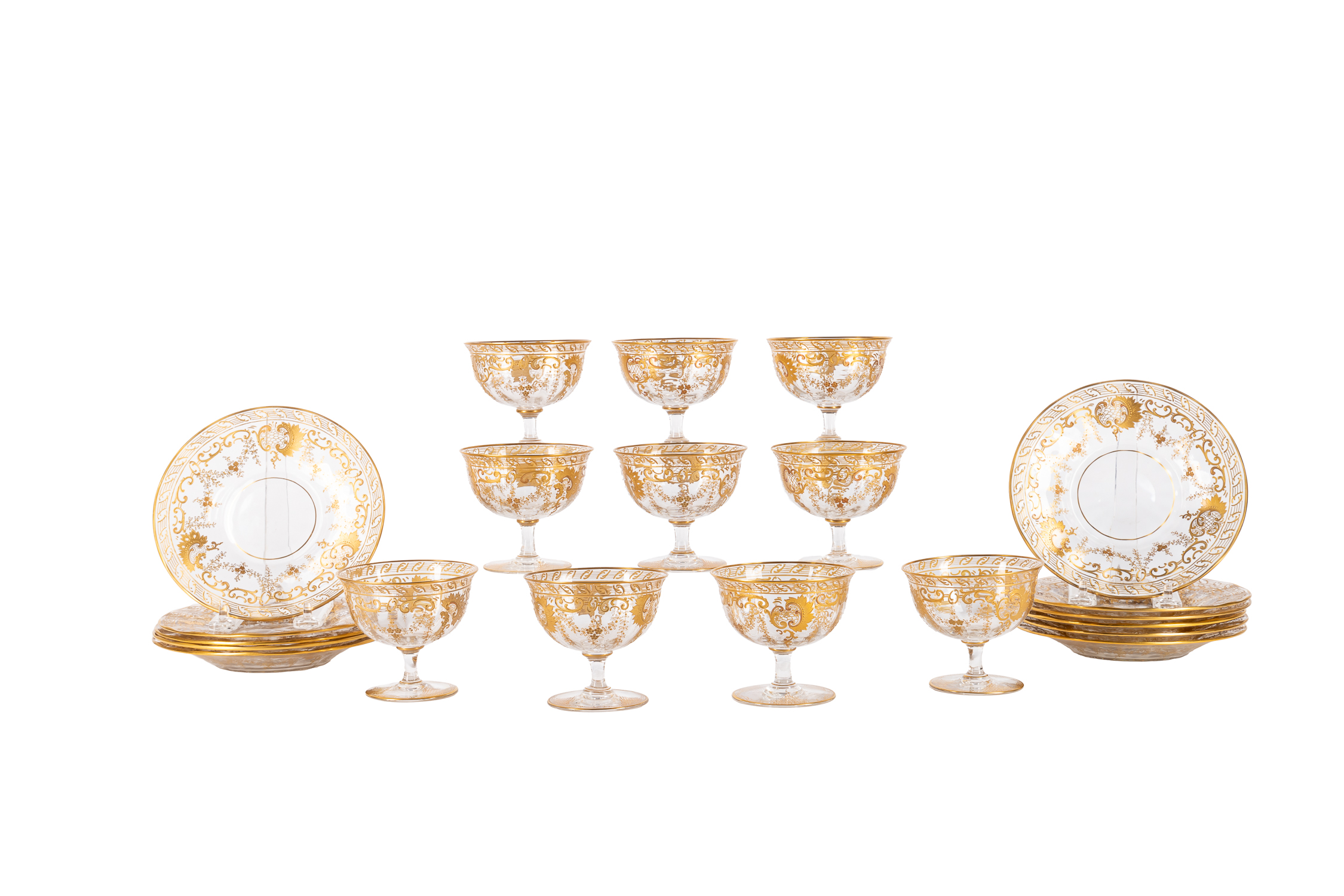 21PCS ST. LOUIS STYLE GILT GLASS