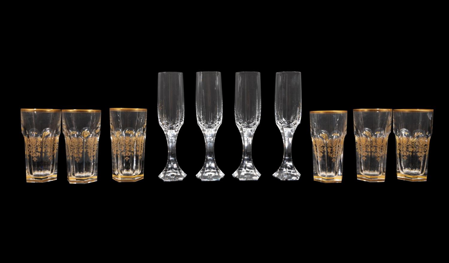 10PCS BACCARAT CRYSTAL HIGHBALLS & CHAMPAGNES