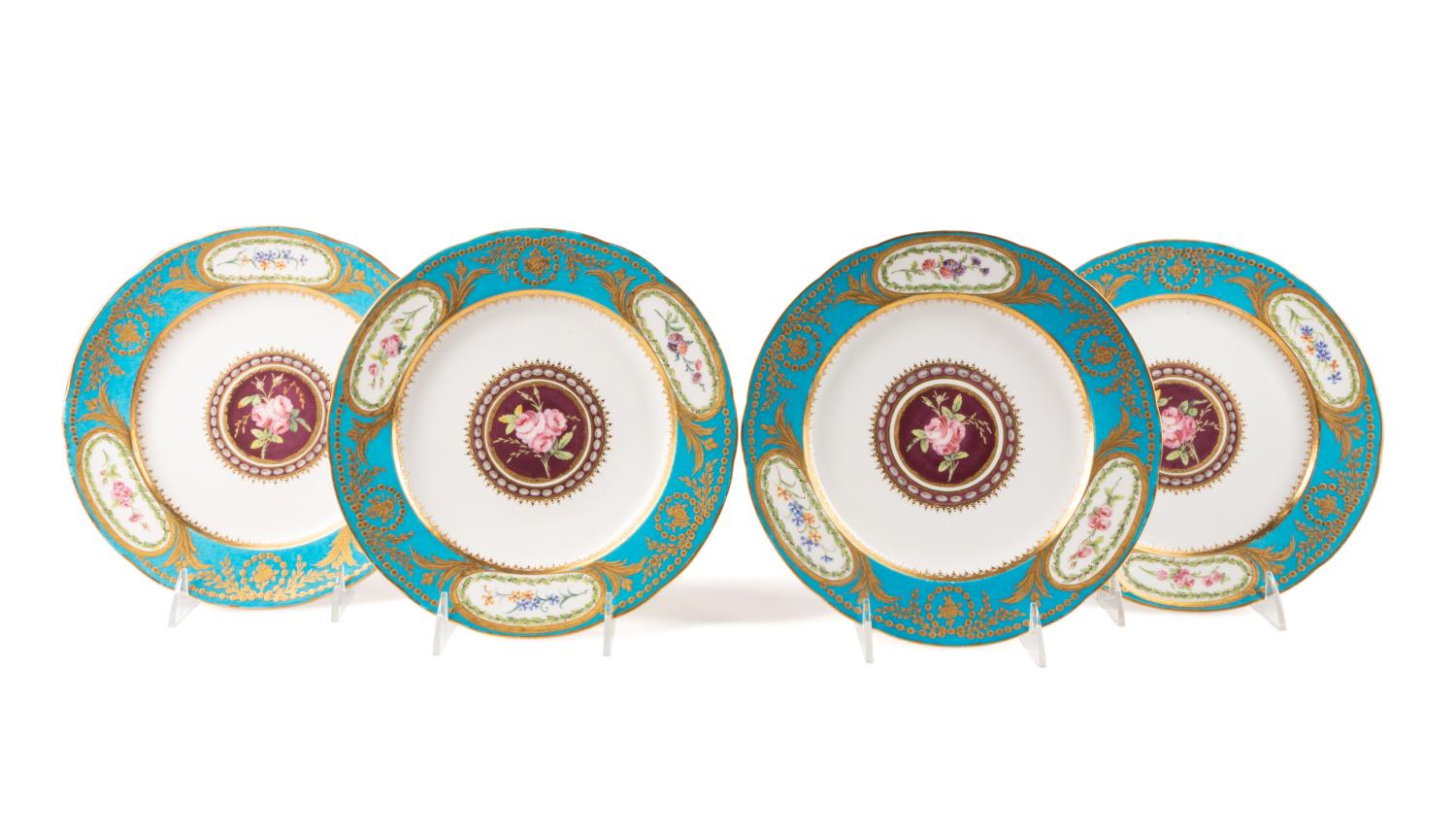 FOUR SEVRES ROYAL PRESENTATION PLATES,