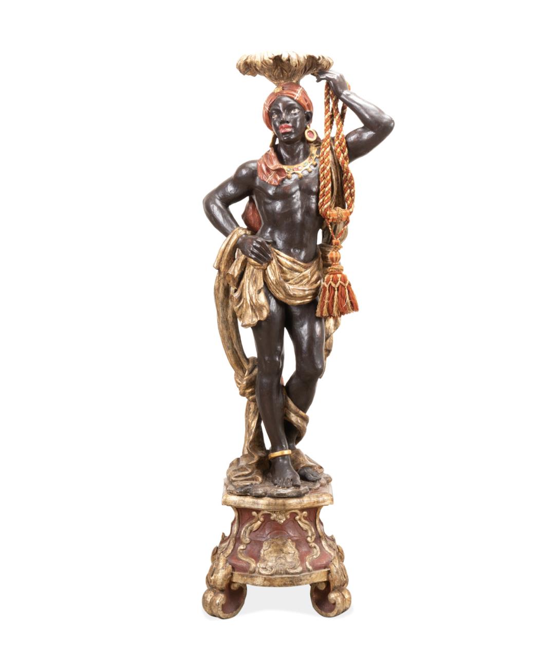 ITALIAN GILDED POLYCHROME CARVED BLACKAMOOR