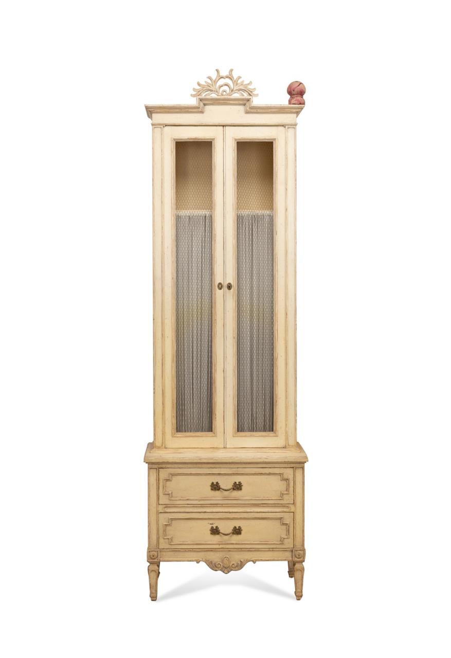 CONTINENTAL PAINTED CURIO CABINET WITH