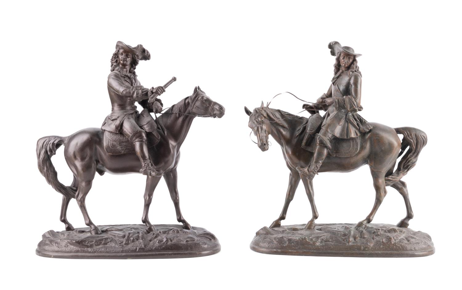 PAIR 19TH 20TH C SPELTER EQUESTRIAN 3b406d