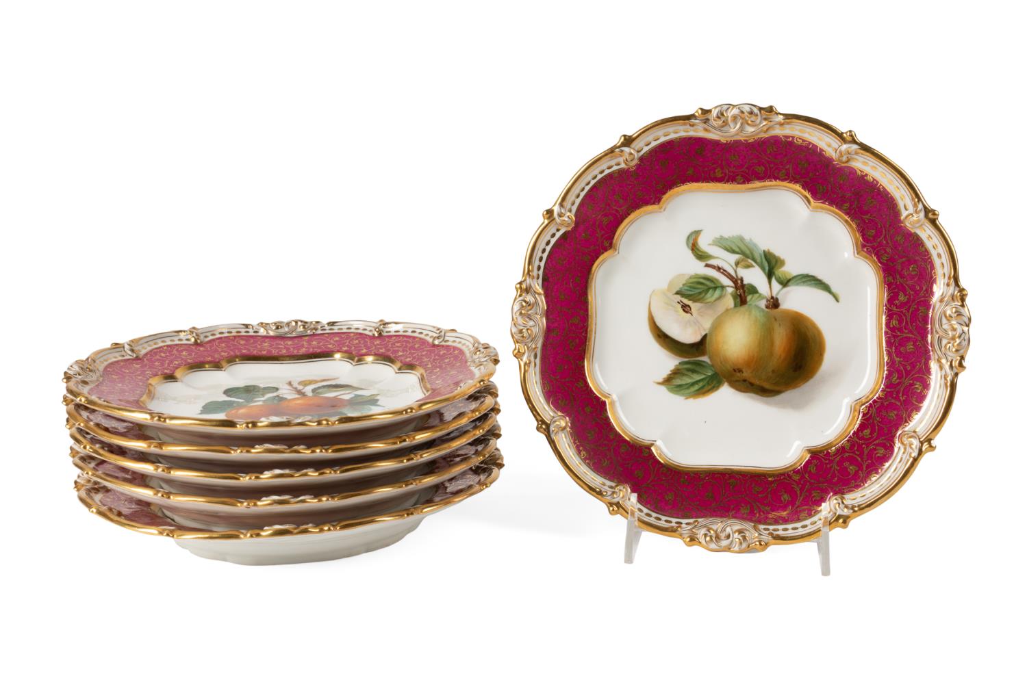 SIX 19TH C. PARIS PORCELAIN FRUIT/