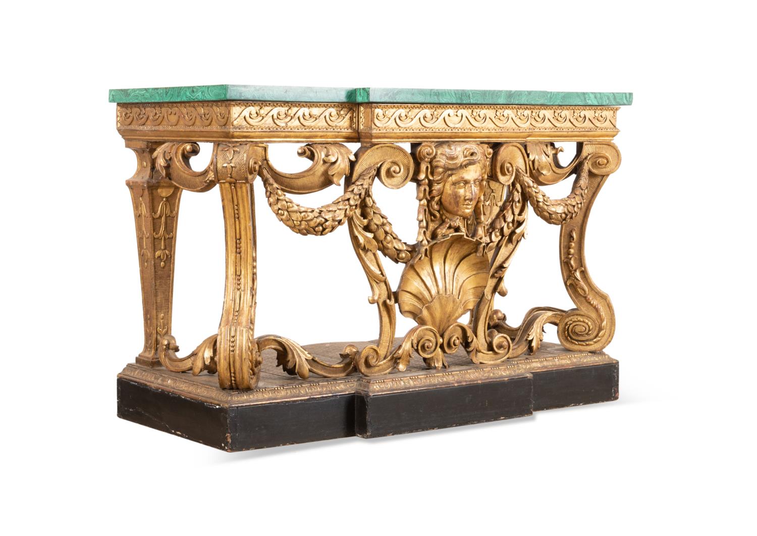 GEORGE III GILTWOOD FAUX MALACHITE TOP