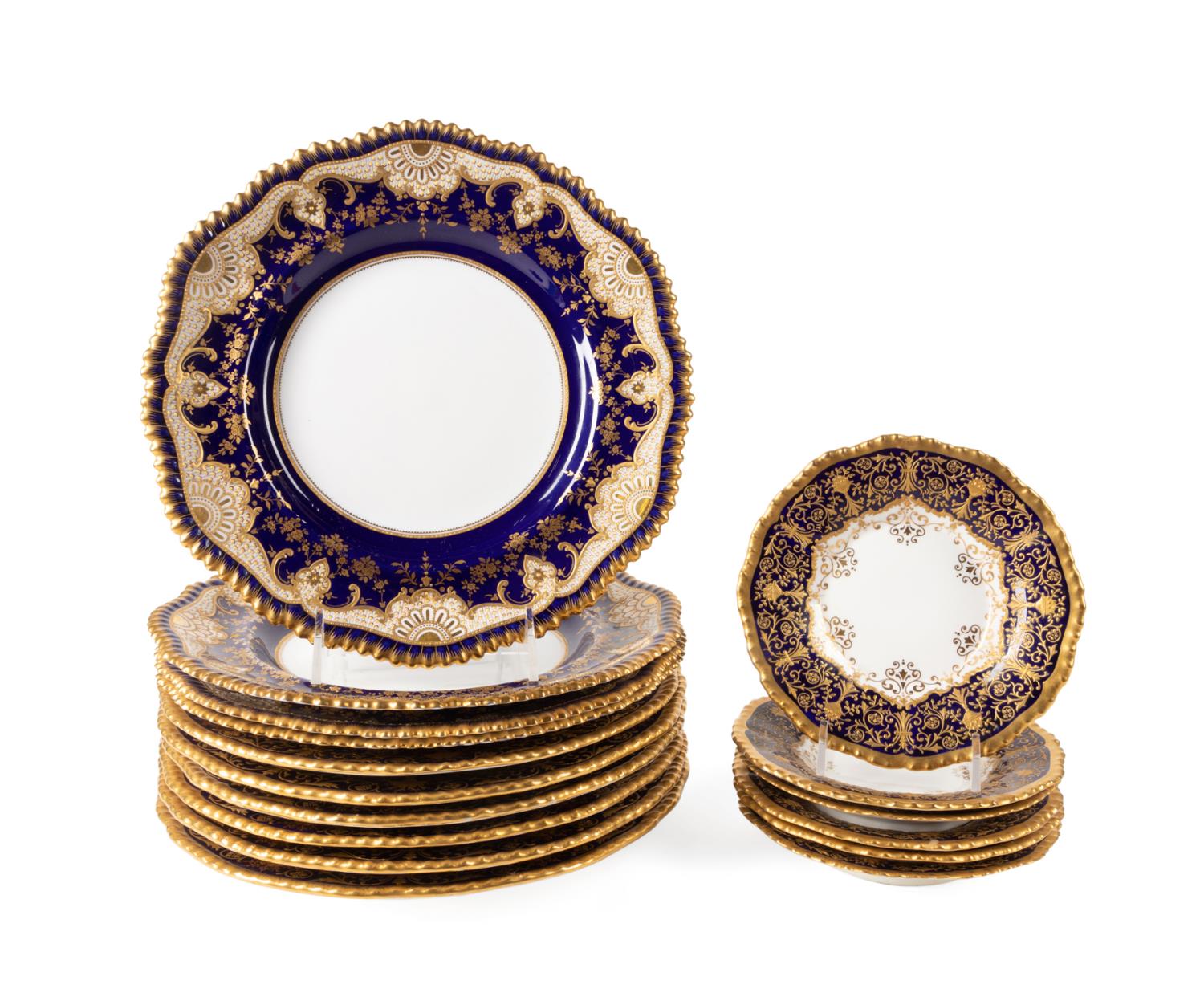 16PCS COALPORT COBALT GILDED PLATES