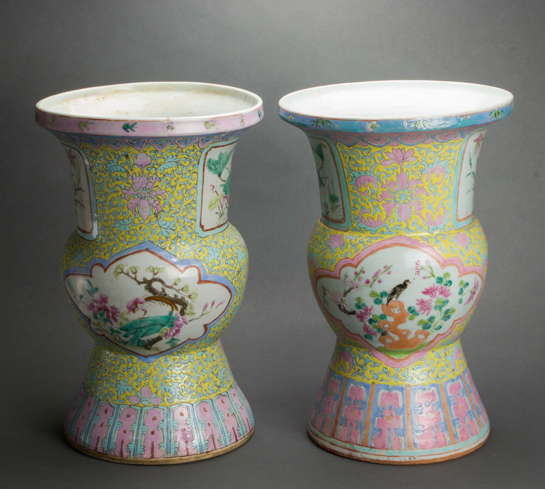 PAIR OF CHINESE FAMILLE ROSE VASES