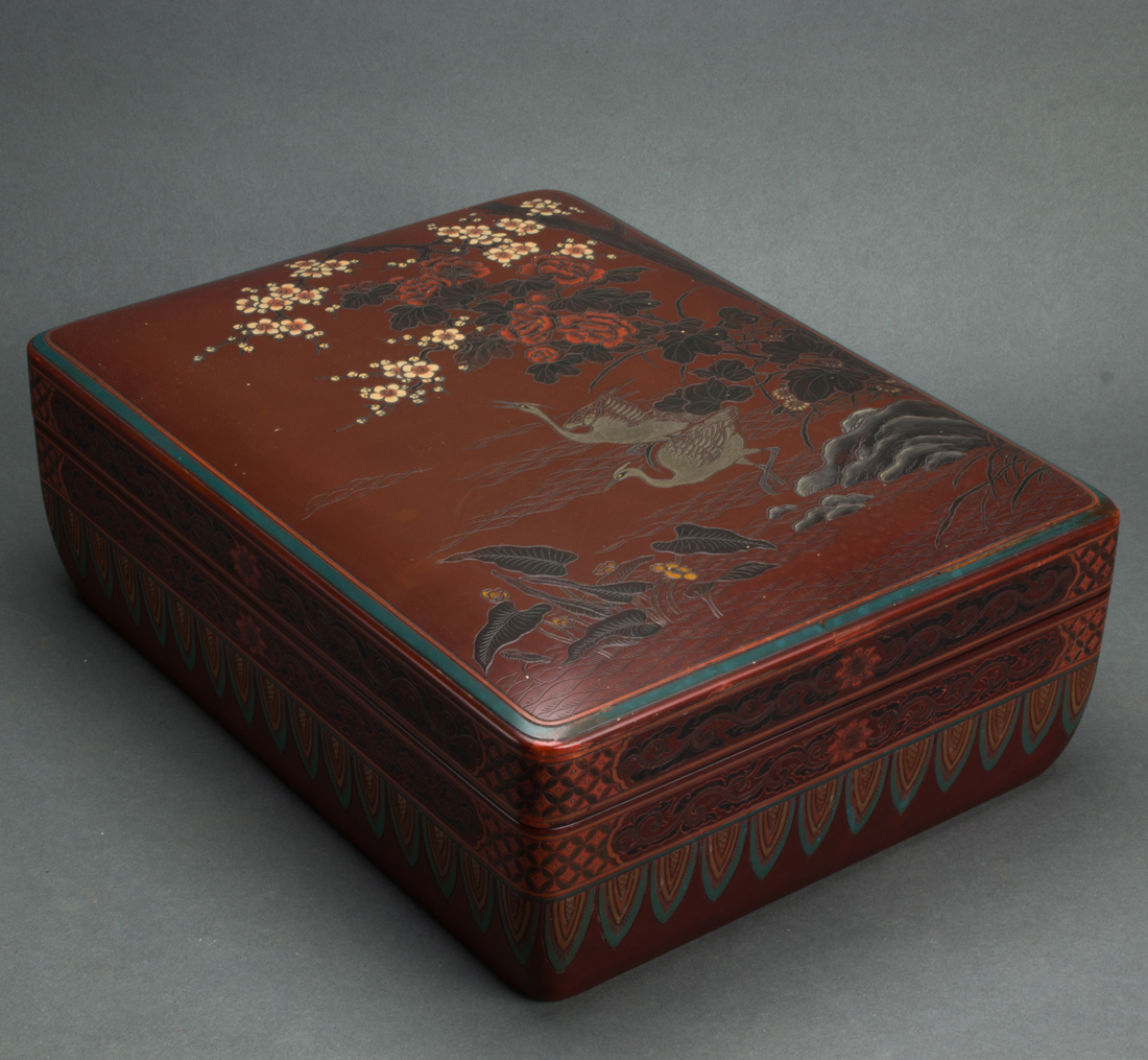 JAPANESE CARVED LACQUERED BOX Japanese