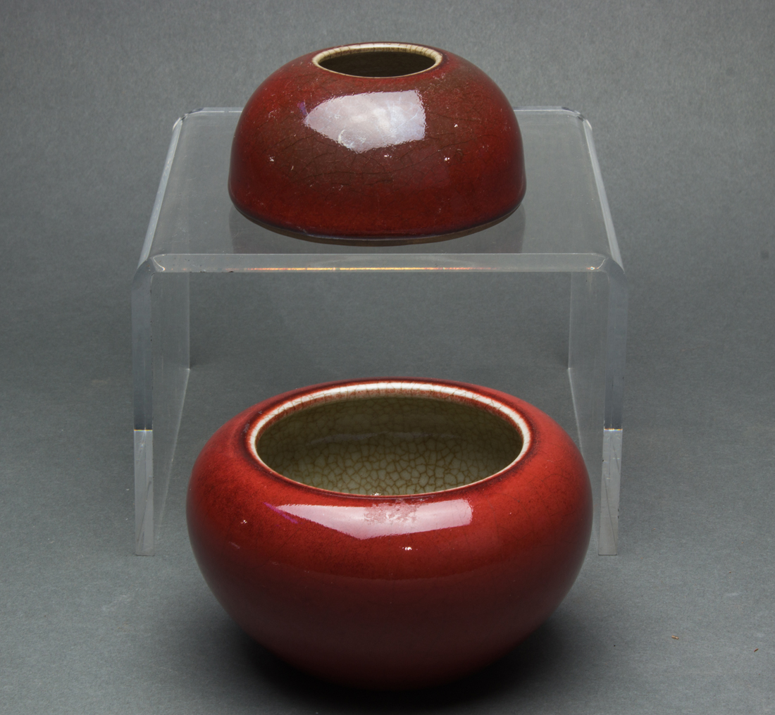 TWO CHINESE OXBLOOD PORCELAIN INK