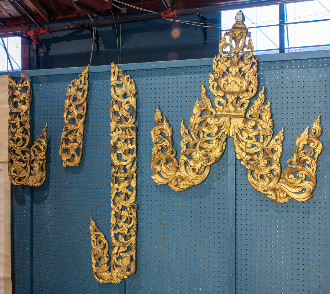  LOT OF 4 BURMESE GILT LACQUERED 3b43db