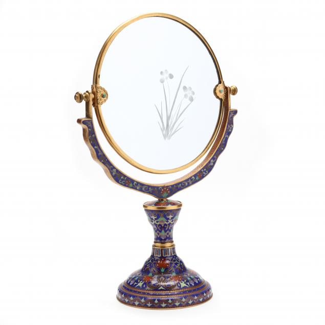A CHINESE CLOISONNE VANITY MIRROR